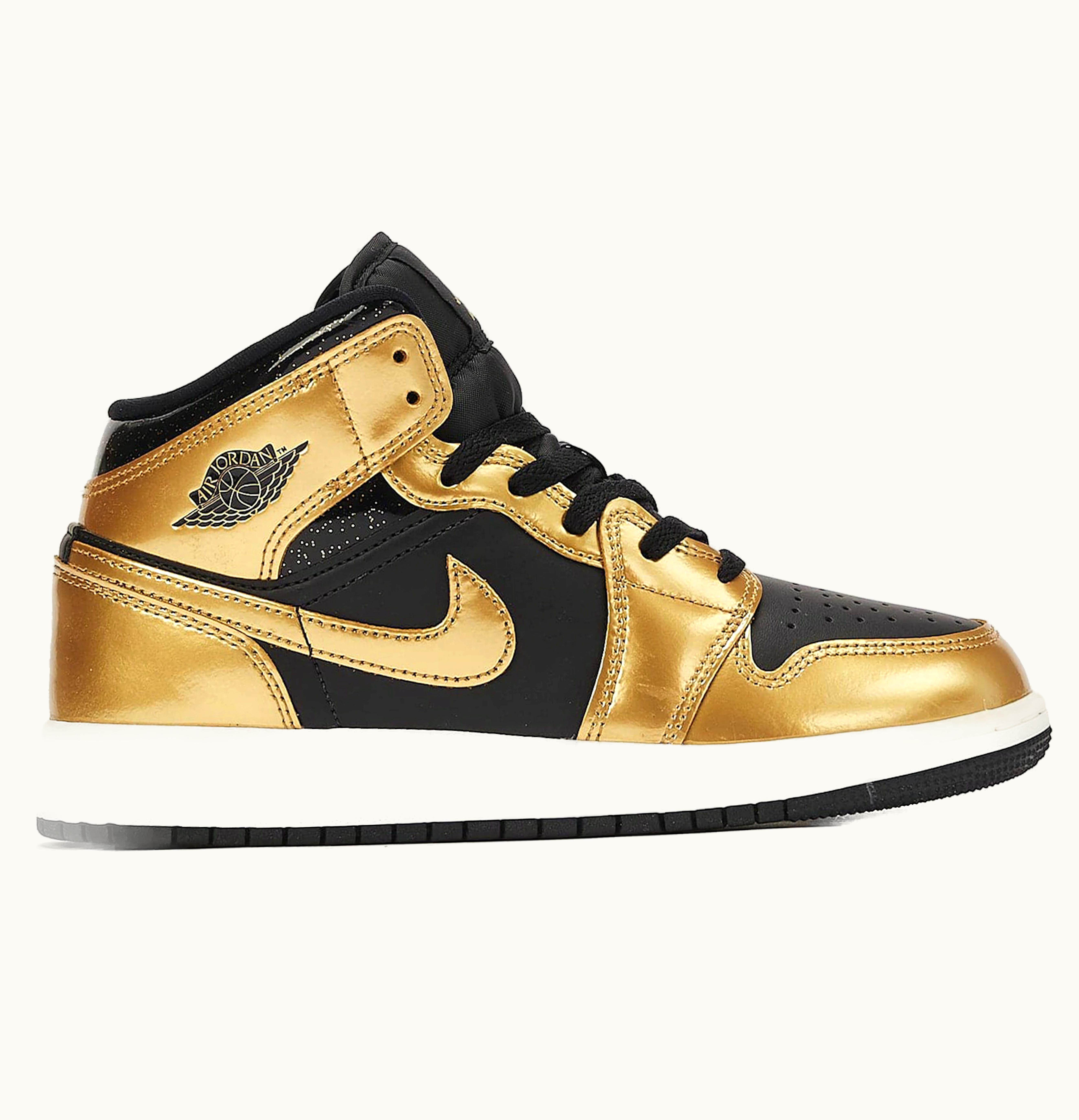 Jordan Air Jordan 1 Mid SE Metallic Gold Black GS