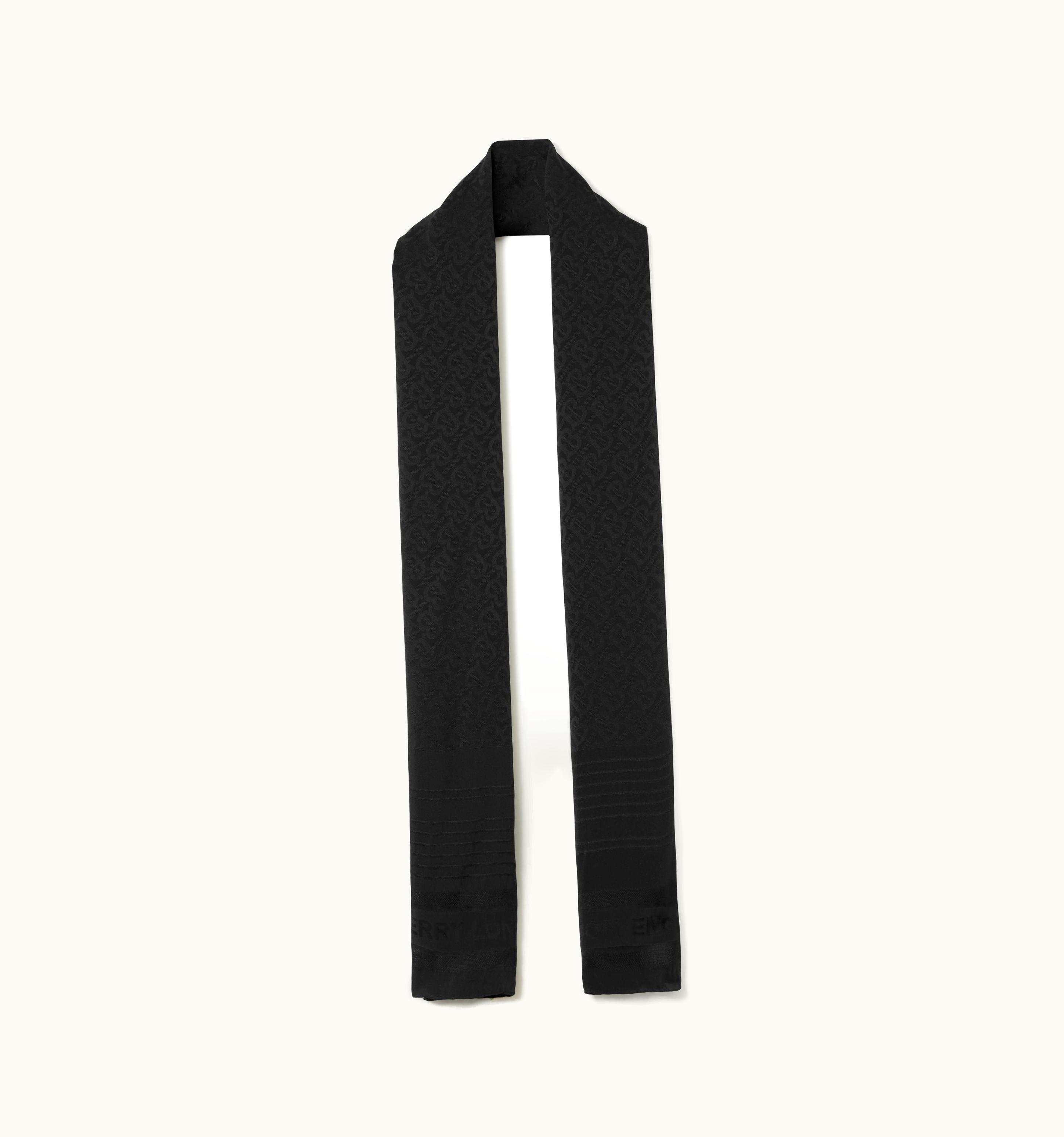 Burberry Burberry Monogram Silk Jacquard Scarf In Black UZ0140701