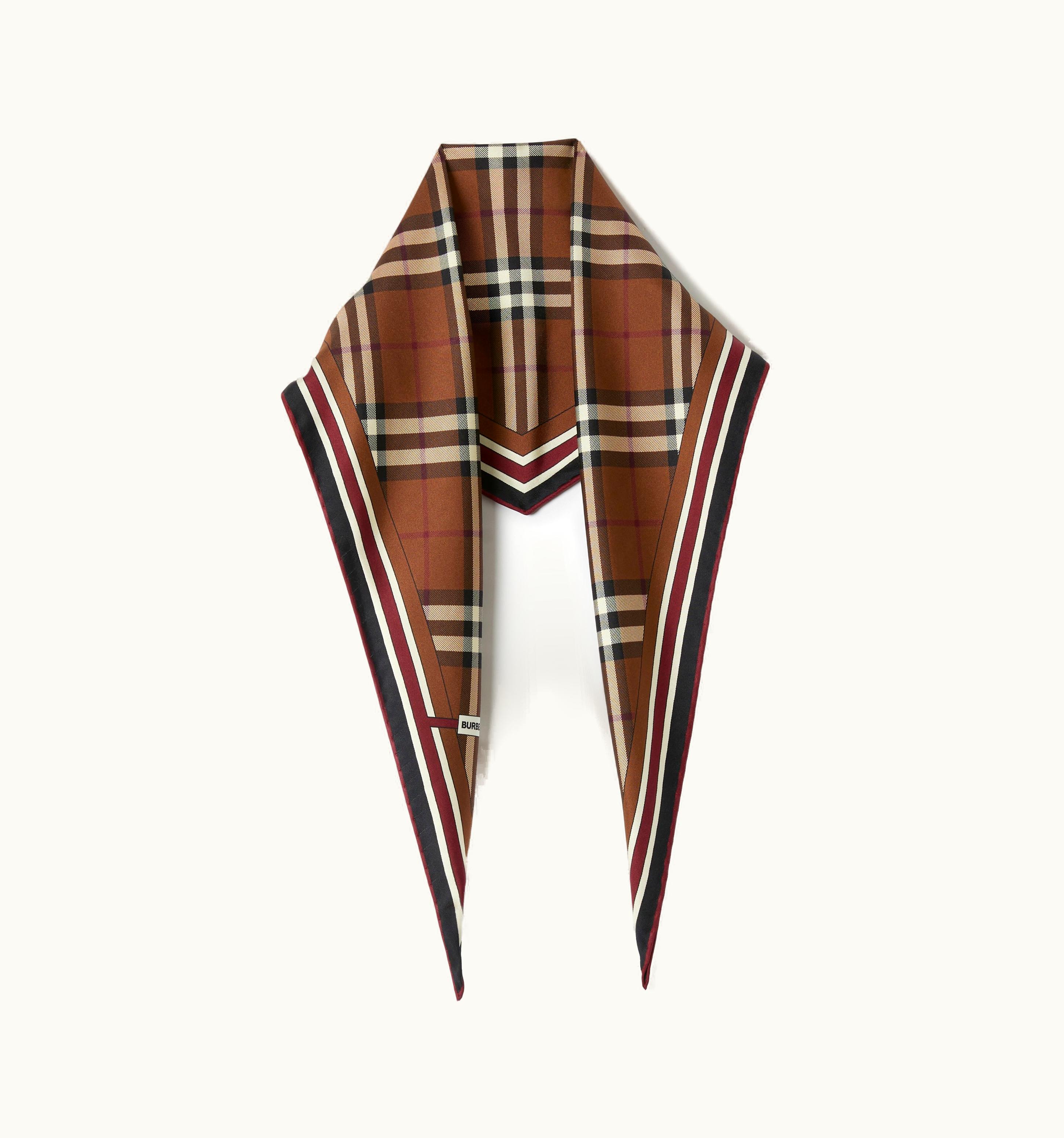 Burberry Burberry Montage Print Silk Diamond-Shaped Scarf In Dark Birch Brown UZ0140706