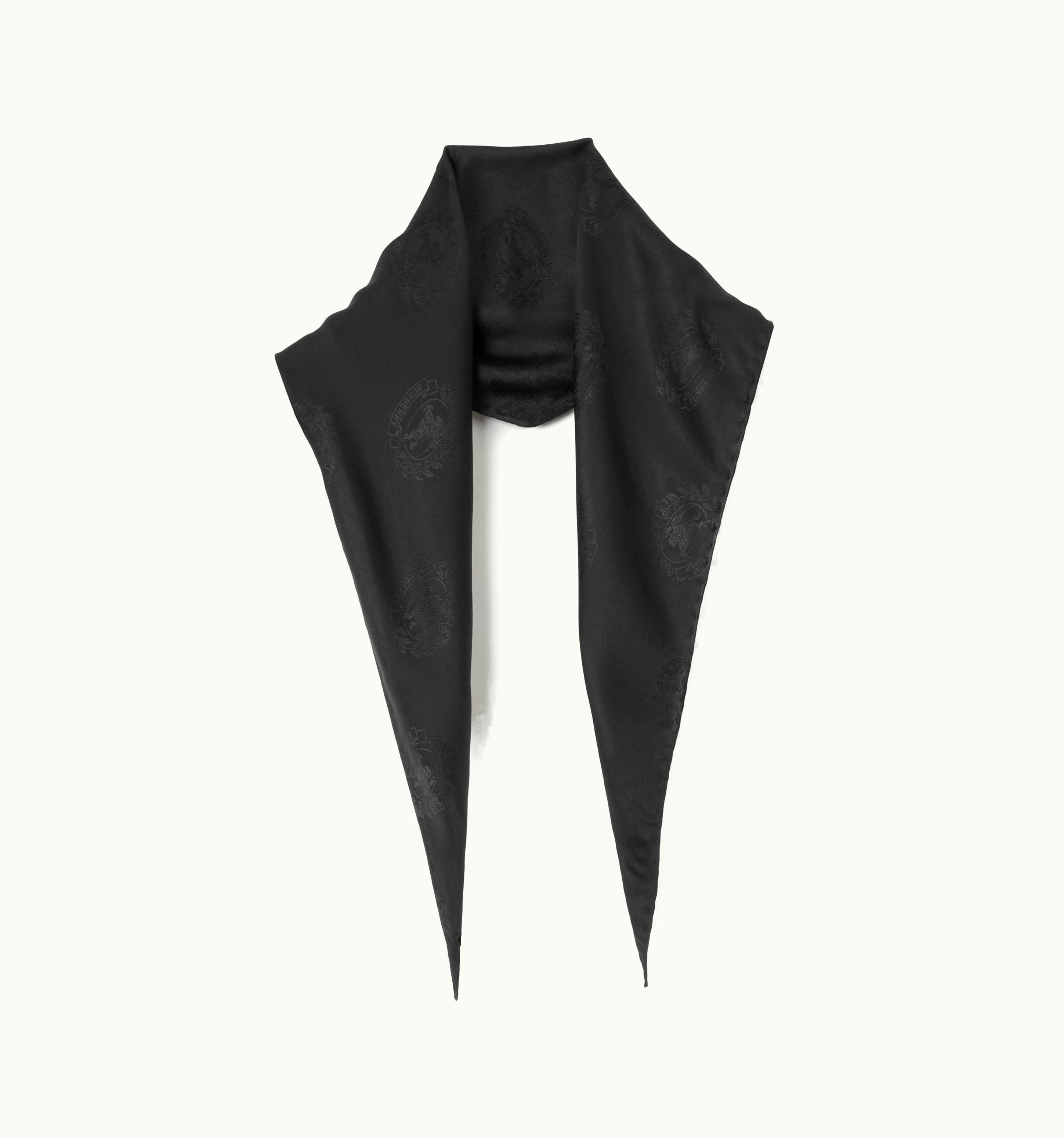 Burberry Burberry Ekd Silk Diamond-Shaped Scarf In Black UZ0140707