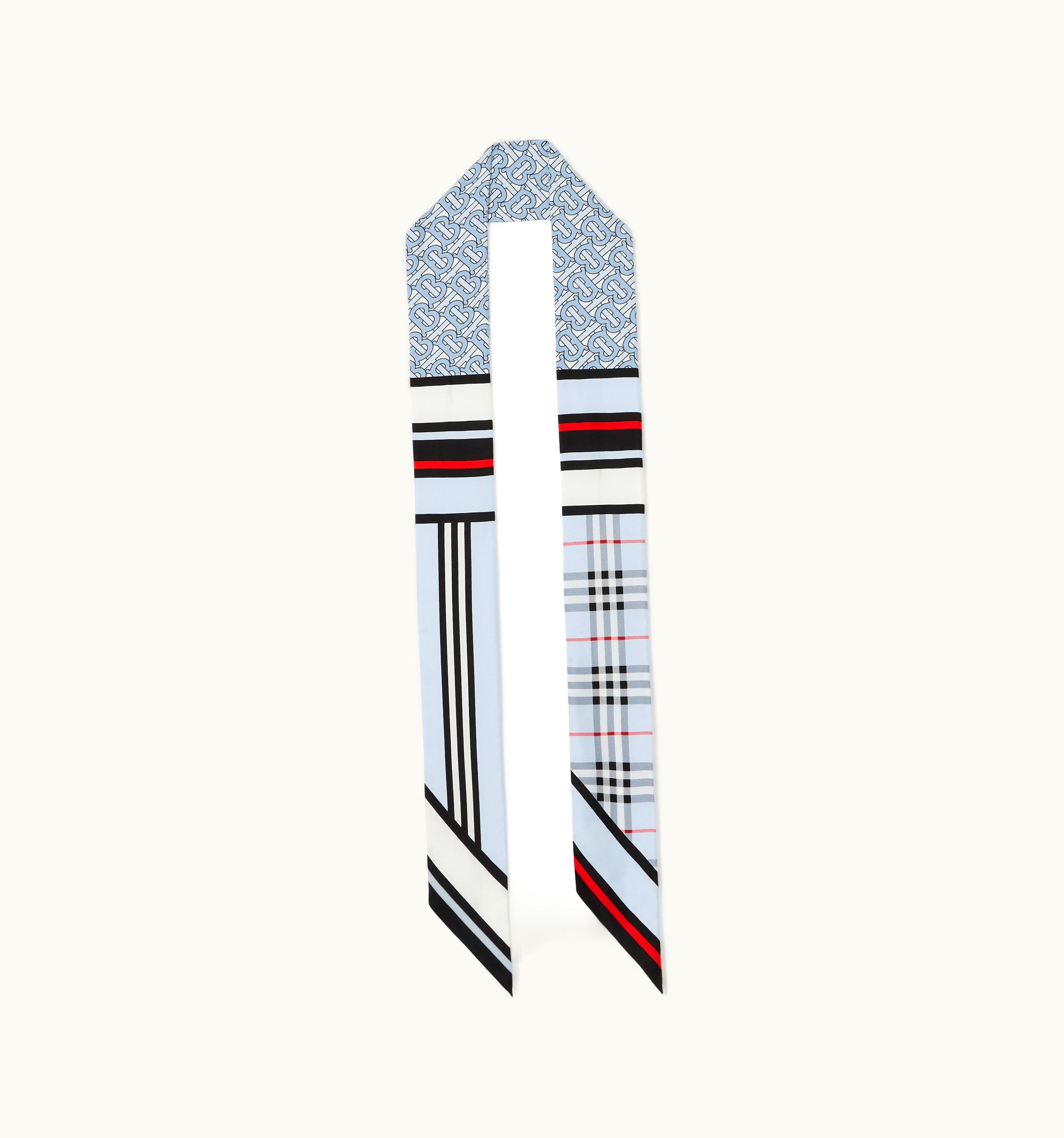 Burberry Burberry Montage Print Silk Skinny Scarf In Pale Blue - Women UZ0140721