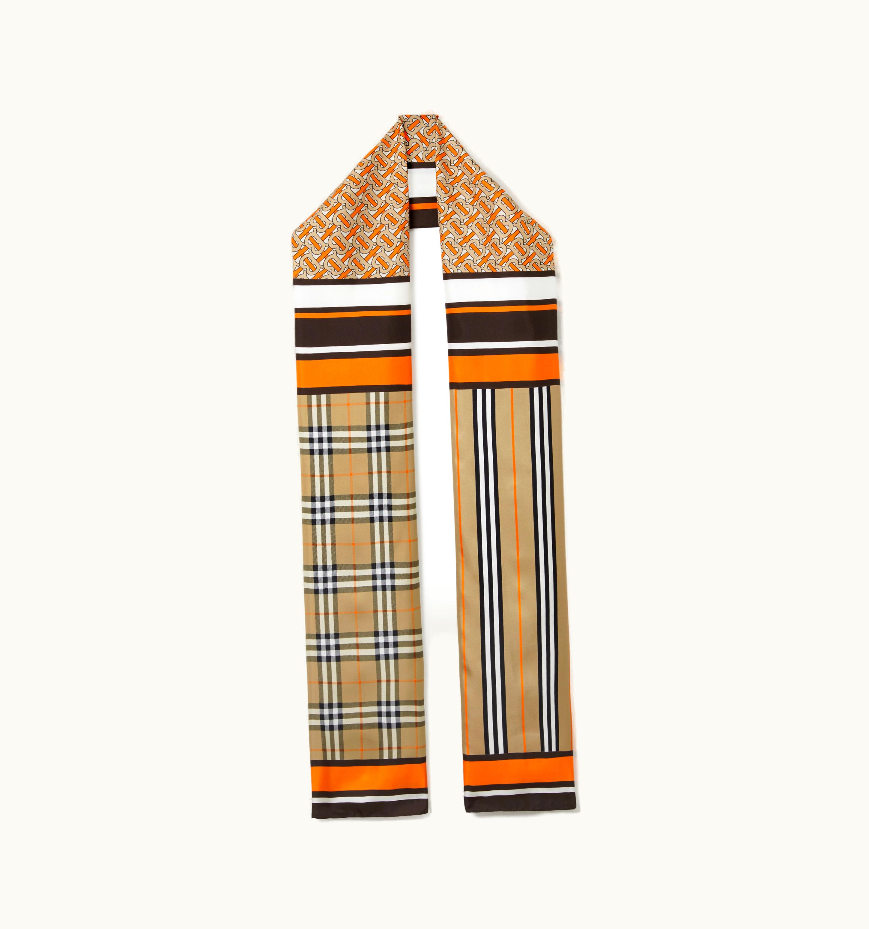 Burberry Burberry Monogram Print Silk Scarf In Bright Orange UZ0140727