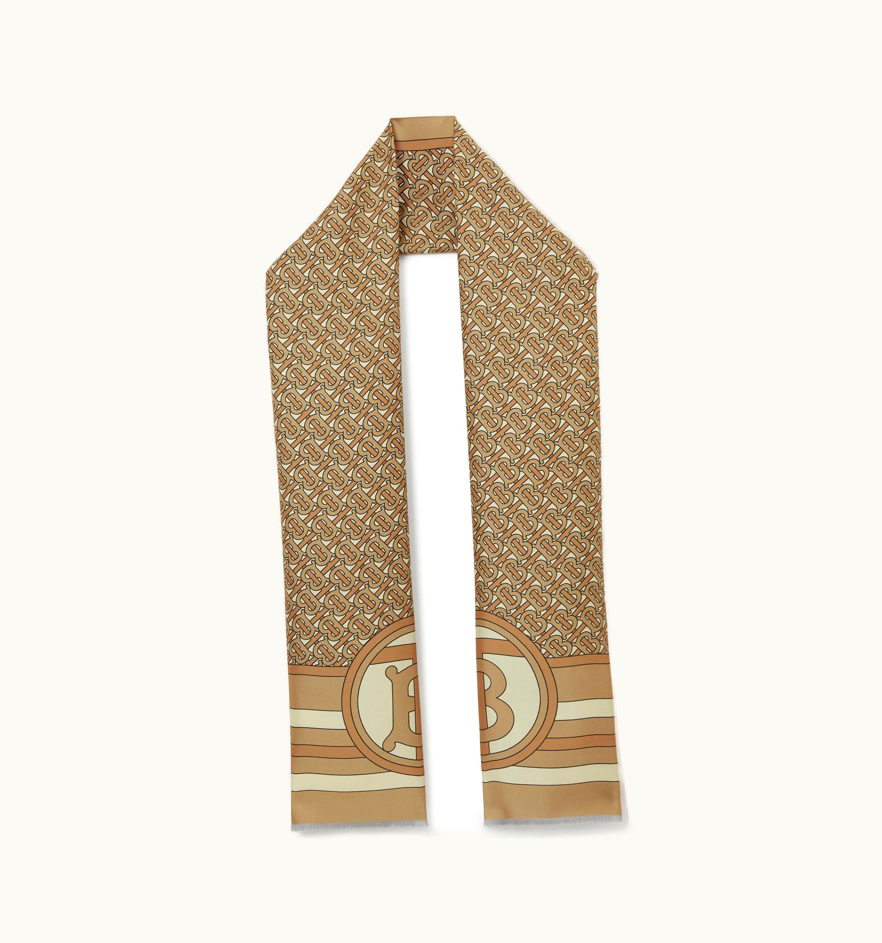 Burberry Burberry Reversible Monogram Print Silk Scarf In Pale Blue UZ0140729