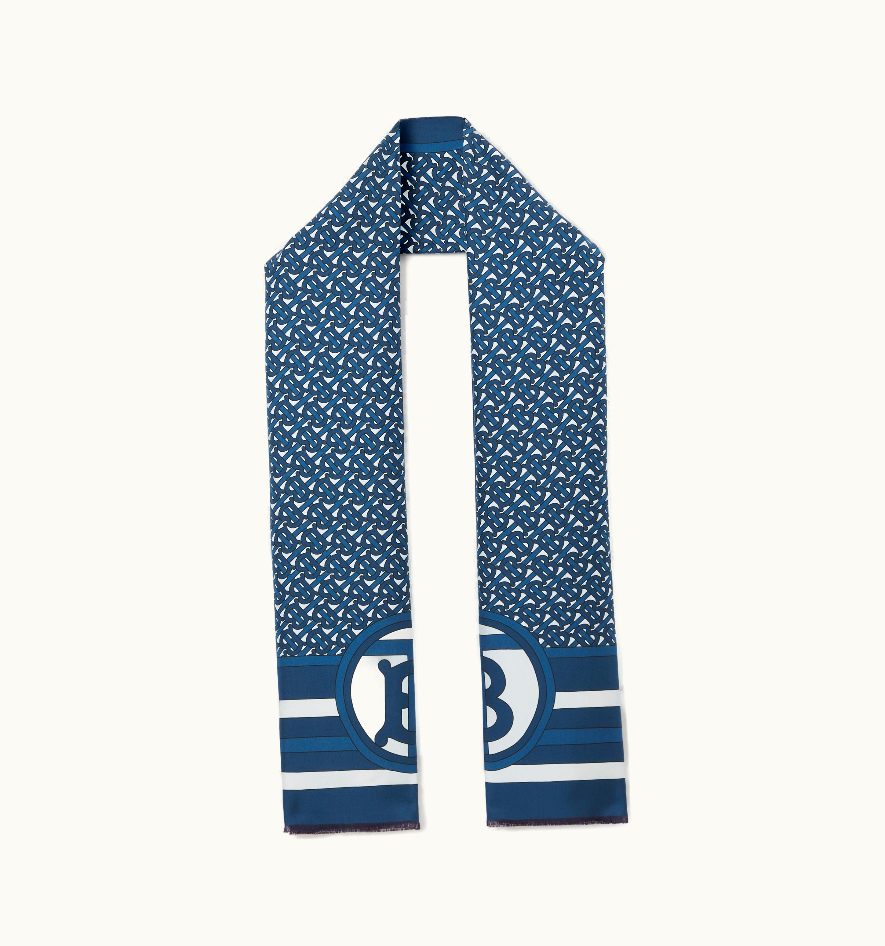 Burberry Burberry Reversible Monogram Print Silk Scarf In Cerulean Blue UZ0140731