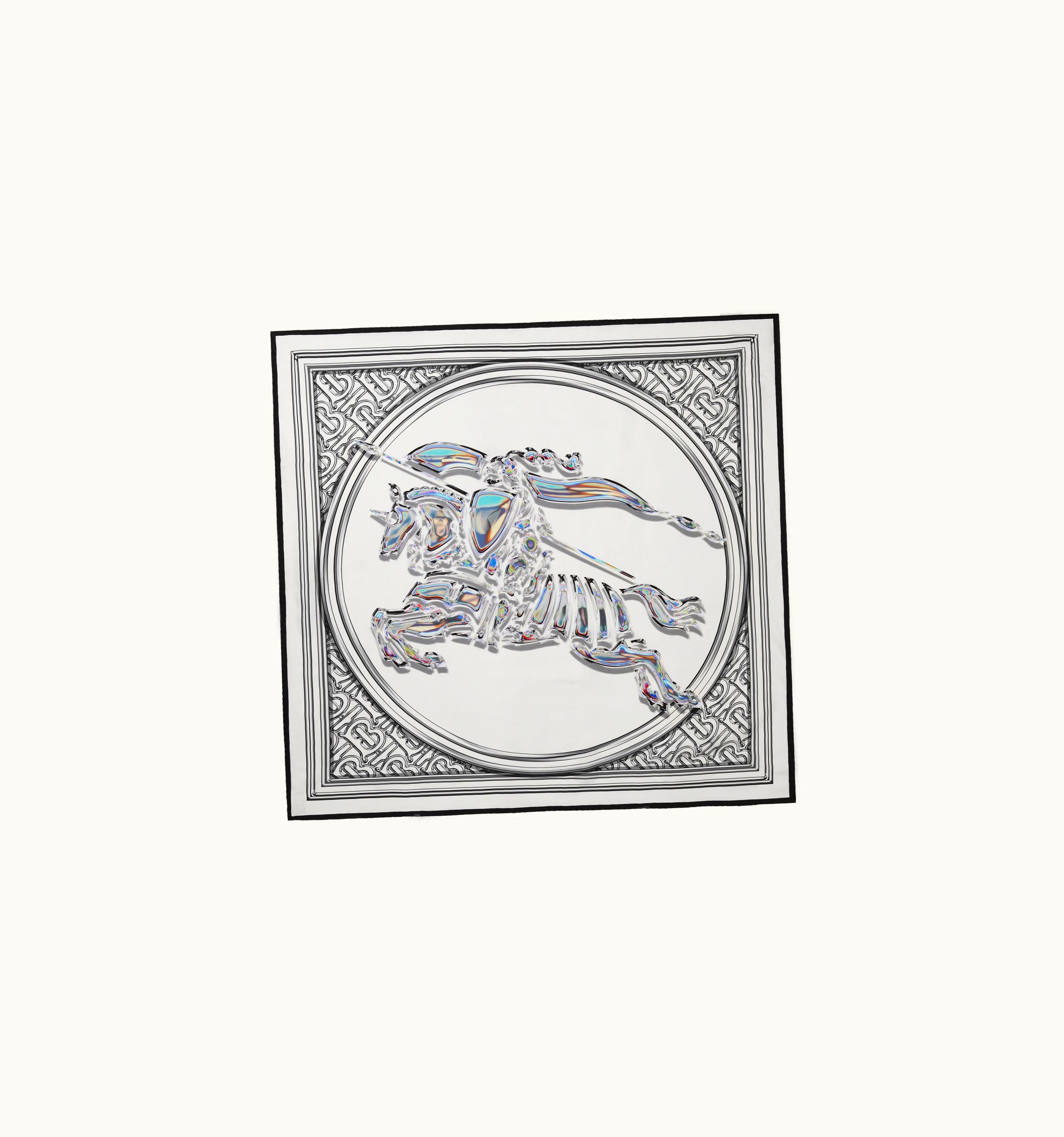 Burberry Burberry Metallic Montage Print Silk Square Scarf In Light Pewter Grey UZ0140736