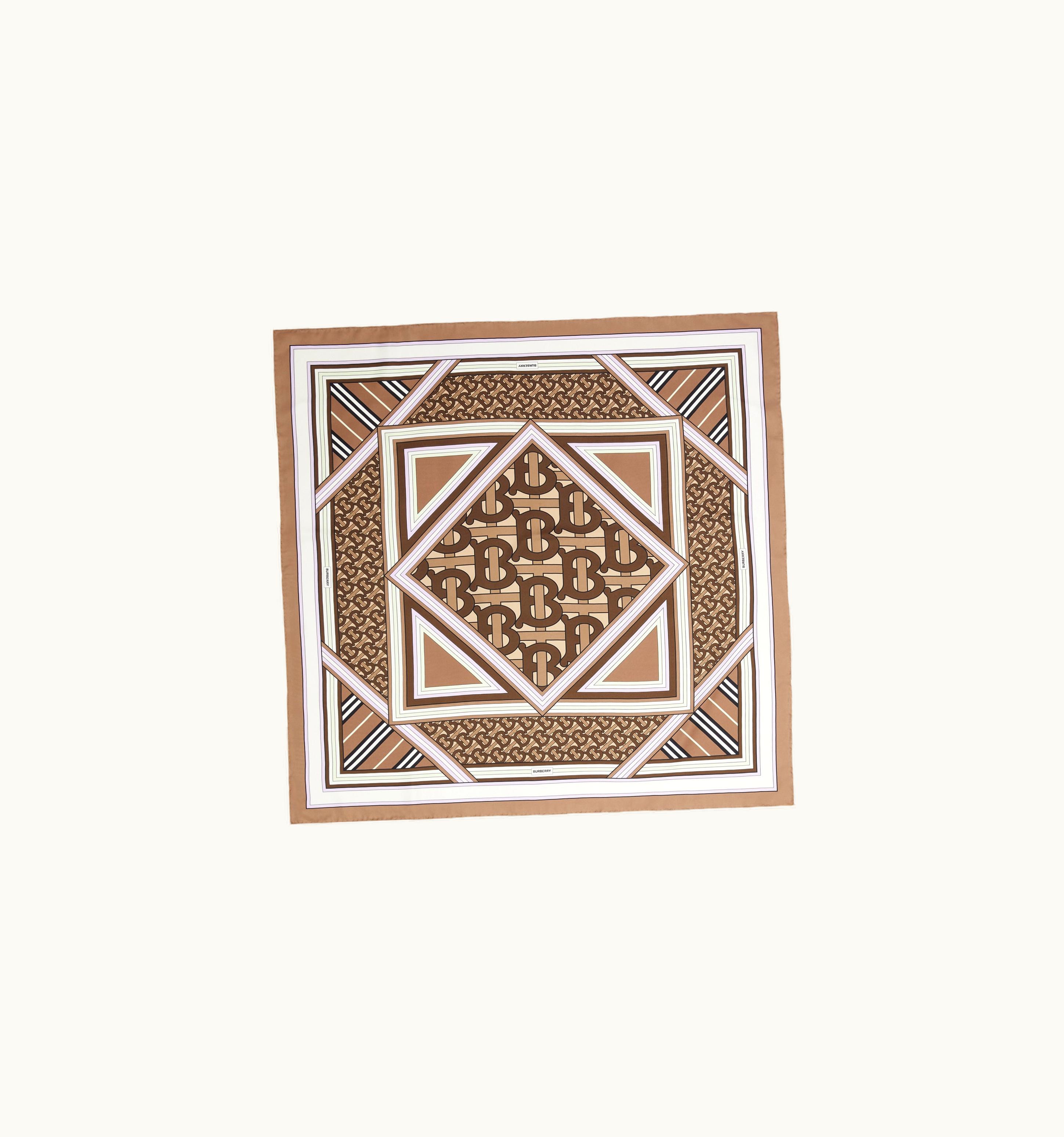 Burberry Burberry Montage Print Silk Square Scarf In Bridle Brown UZ0140738