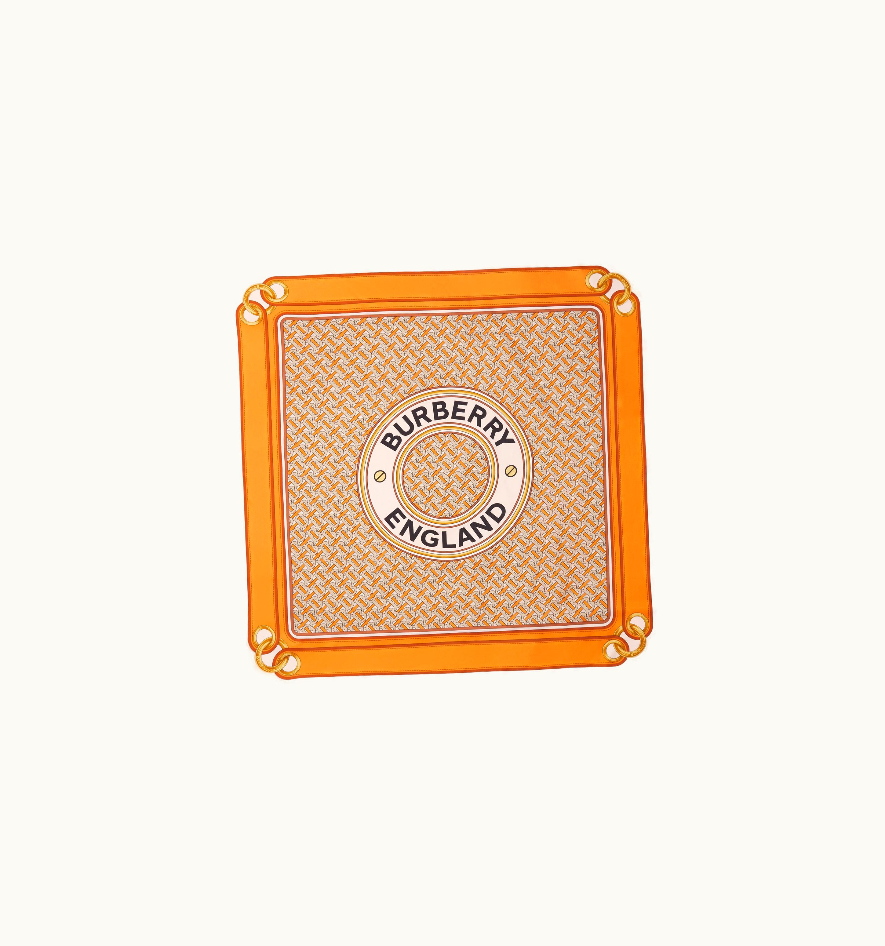 Burberry Burberry Montage Print Silk Square Scarf In Bright Orange UZ0140744