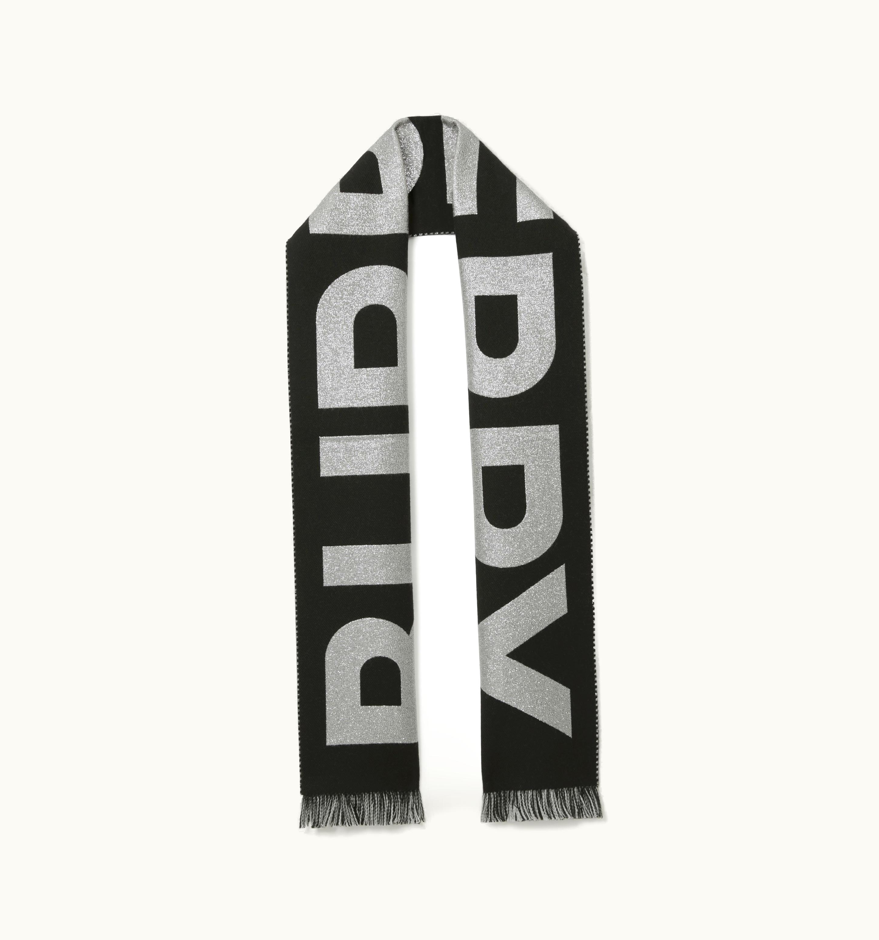 Burberry Burberry Logo Wool Blend Jacquard Scarf In Black/Grey UZ0140776