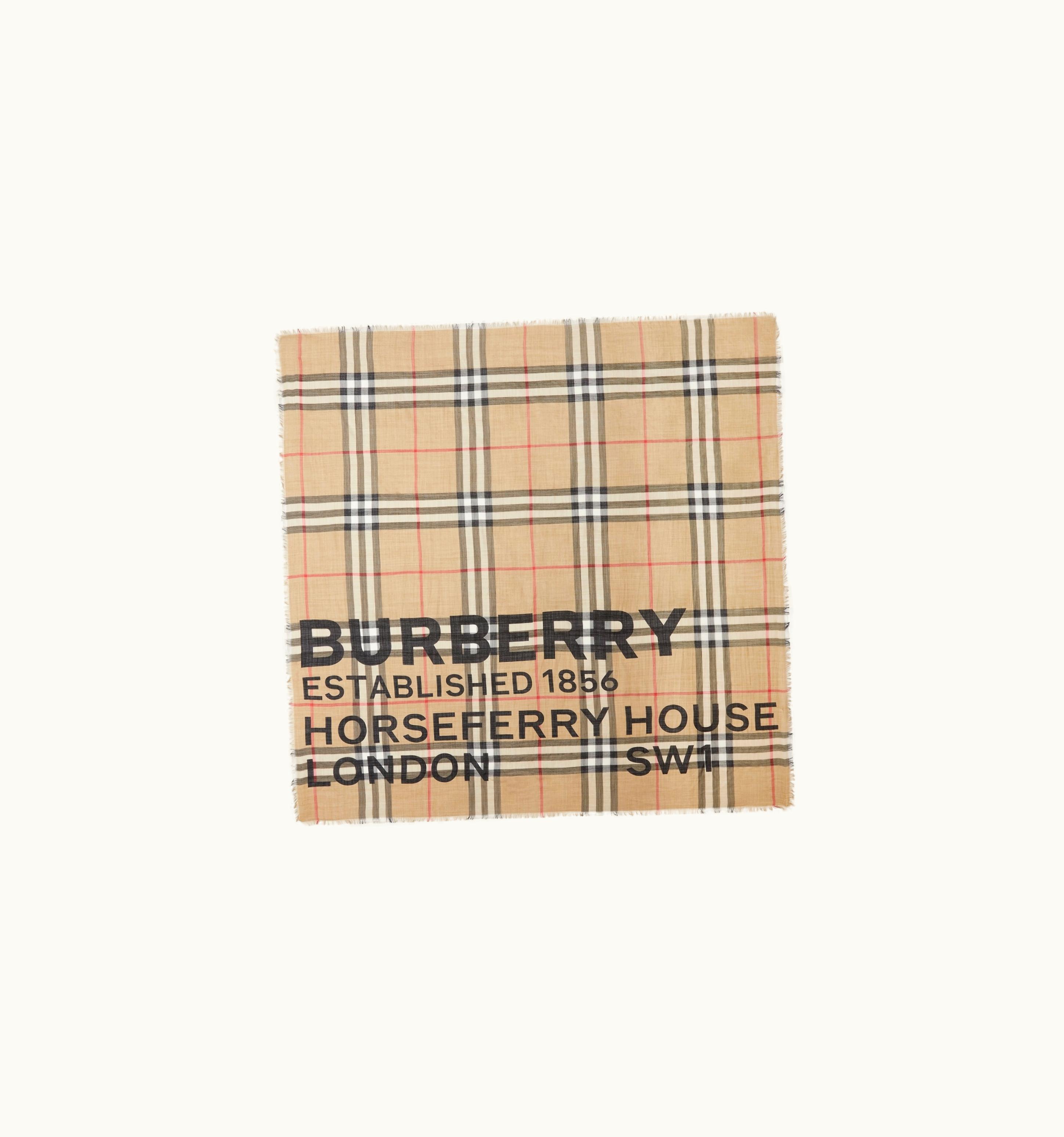 Burberry Burberry Montage Print Wool Silk Large Square Scarf In Archive Beige UZ0140786