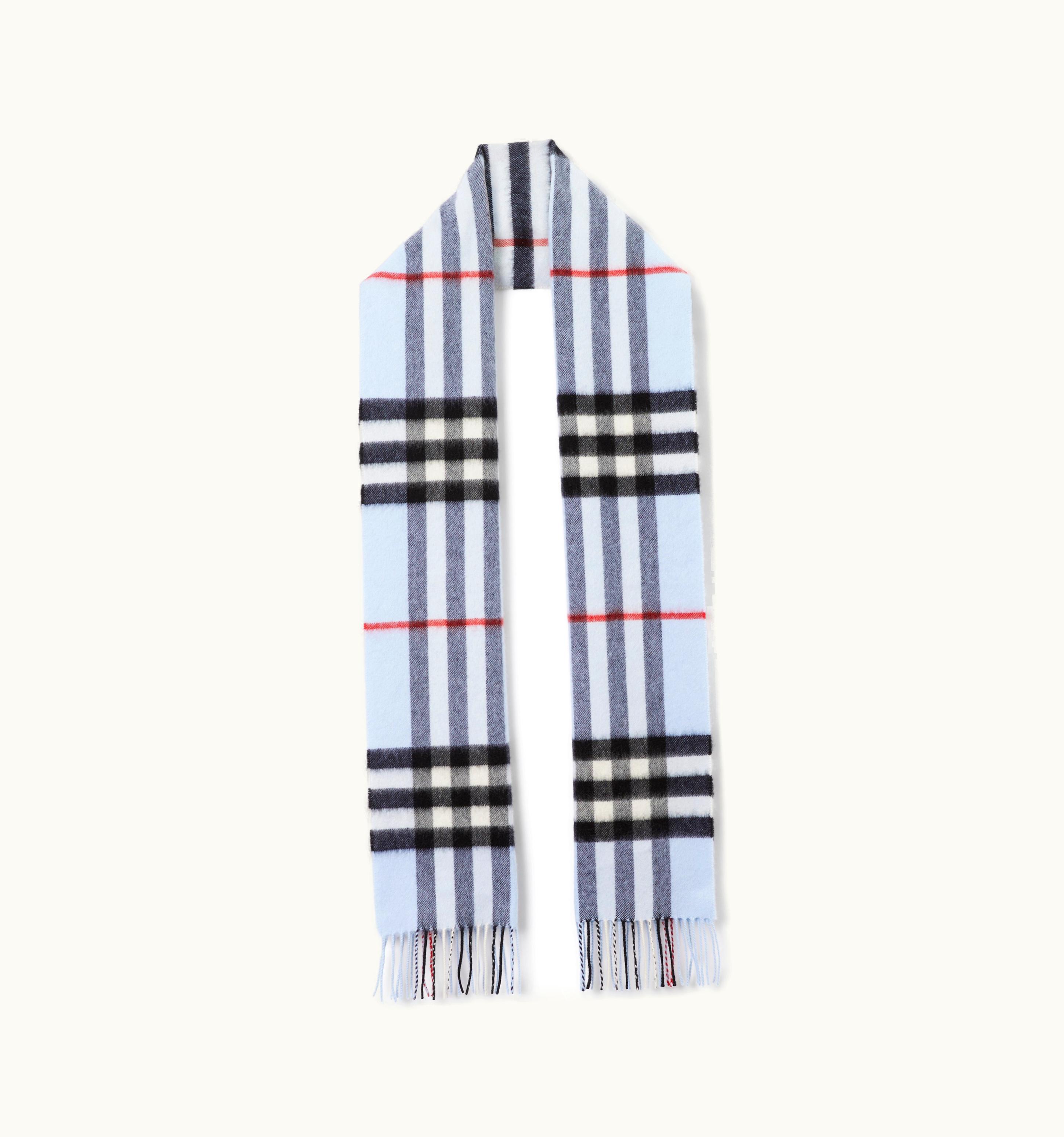 Burberry Burberry The Burberry Check Cashmere Scarf In Pale Blue UZ0140812