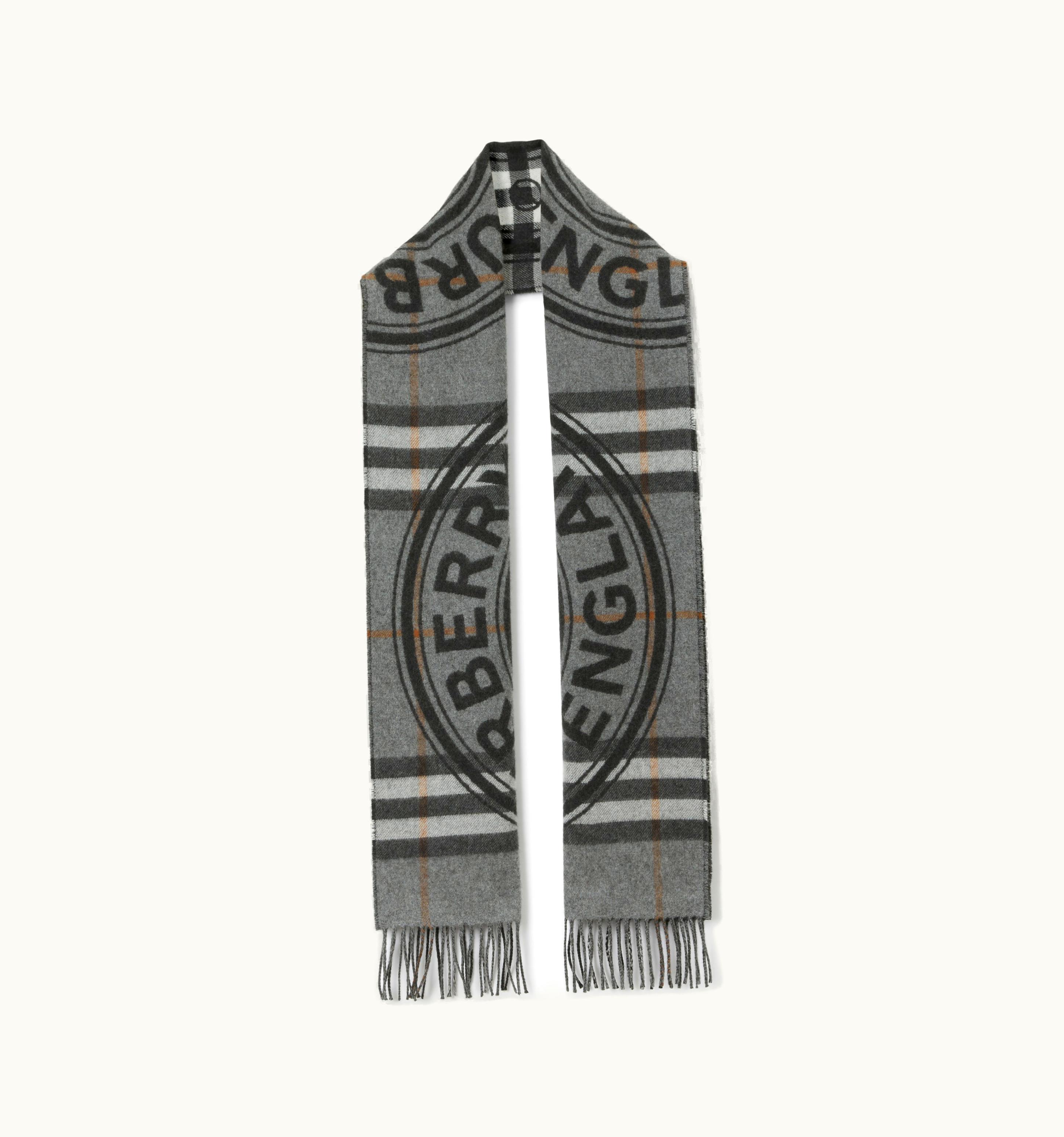 Burberry Burberry Montage Print Check Cashmere Scarf In Mid Grey UZ0140824