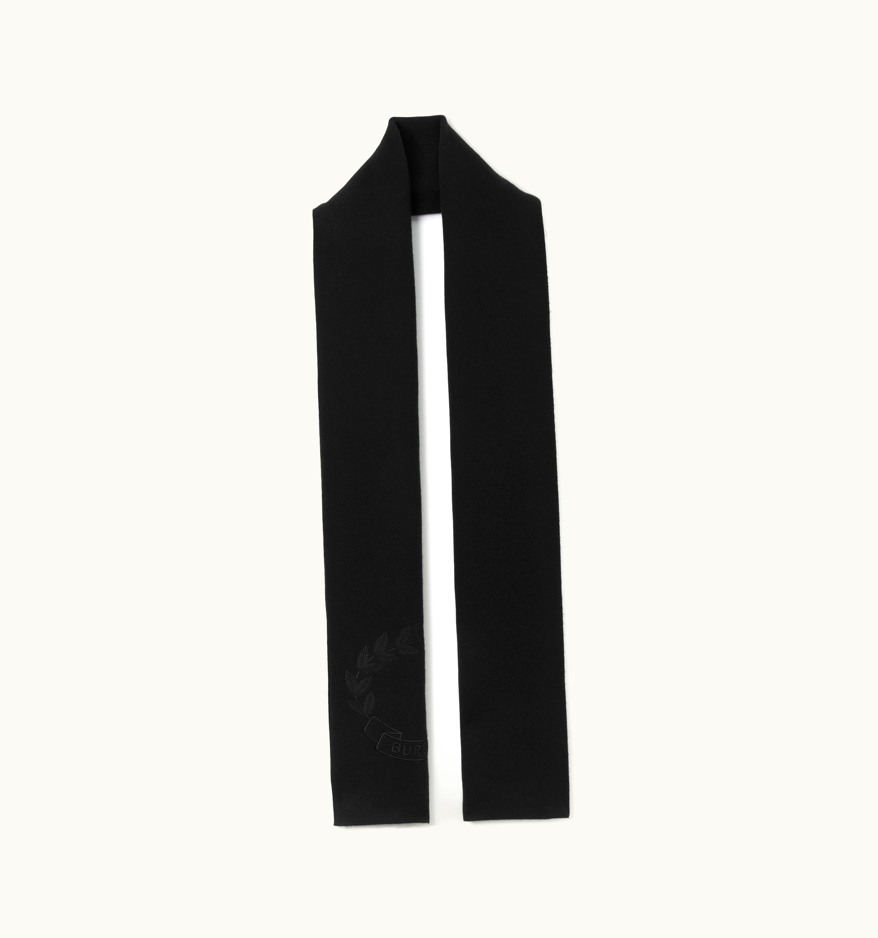 Burberry Burberry Embroidered Oak Leaf Crest Cashmere Blend Scarf In Black UZ0140827