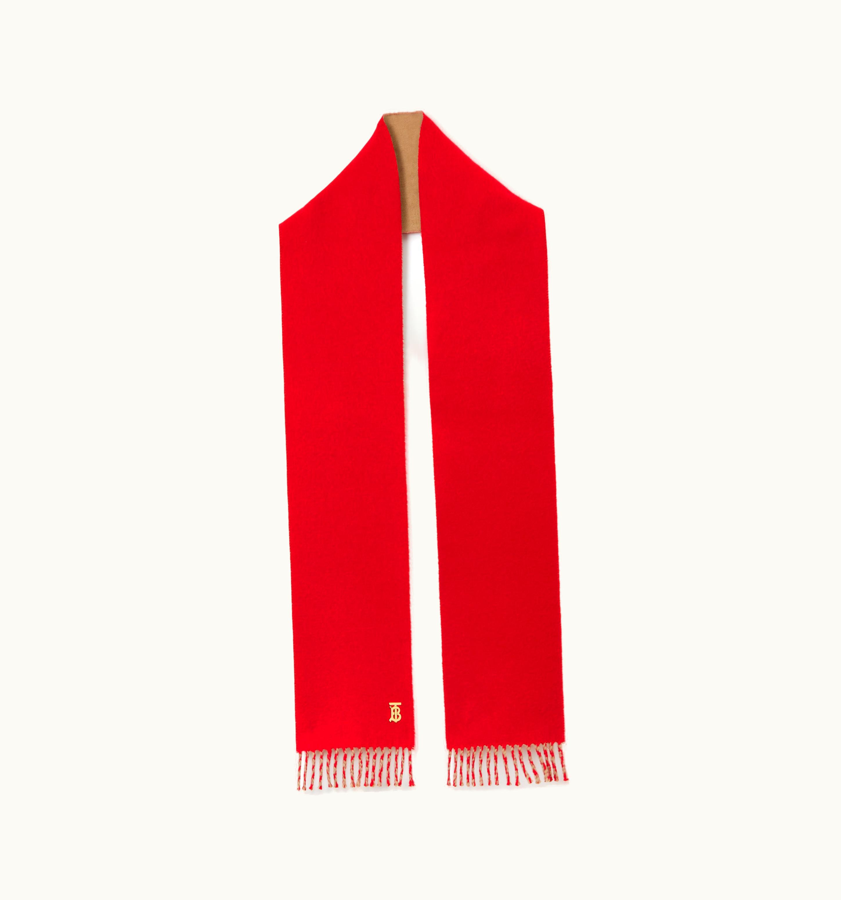 Burberry Burberry Reversible Monogram Motif Cashmere Scarf In Bright Red/Camel UZ0140830