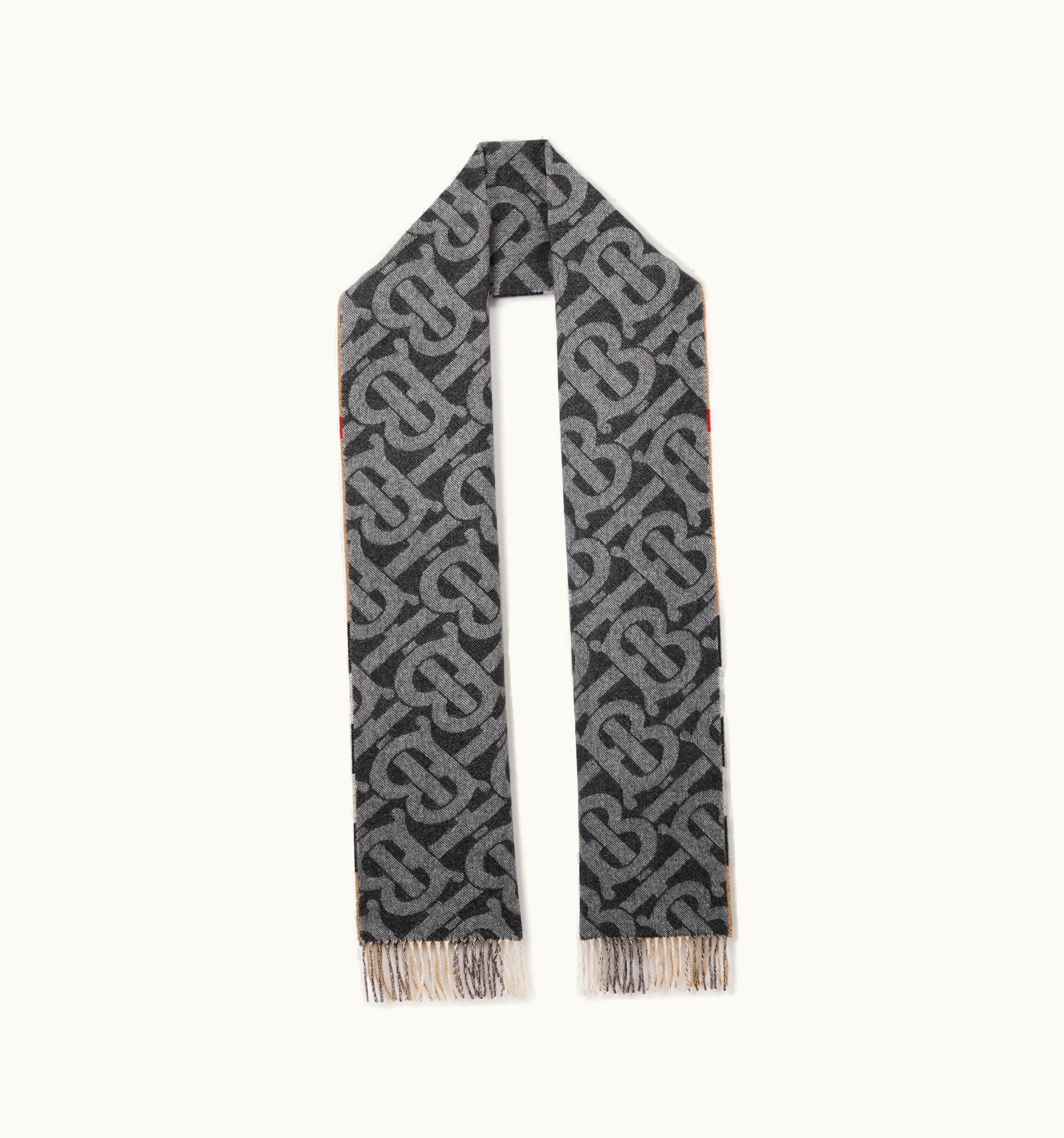 Burberry Burberry Reversible Check And Monogram Cashmere Scarf In Black/White UZ0140837