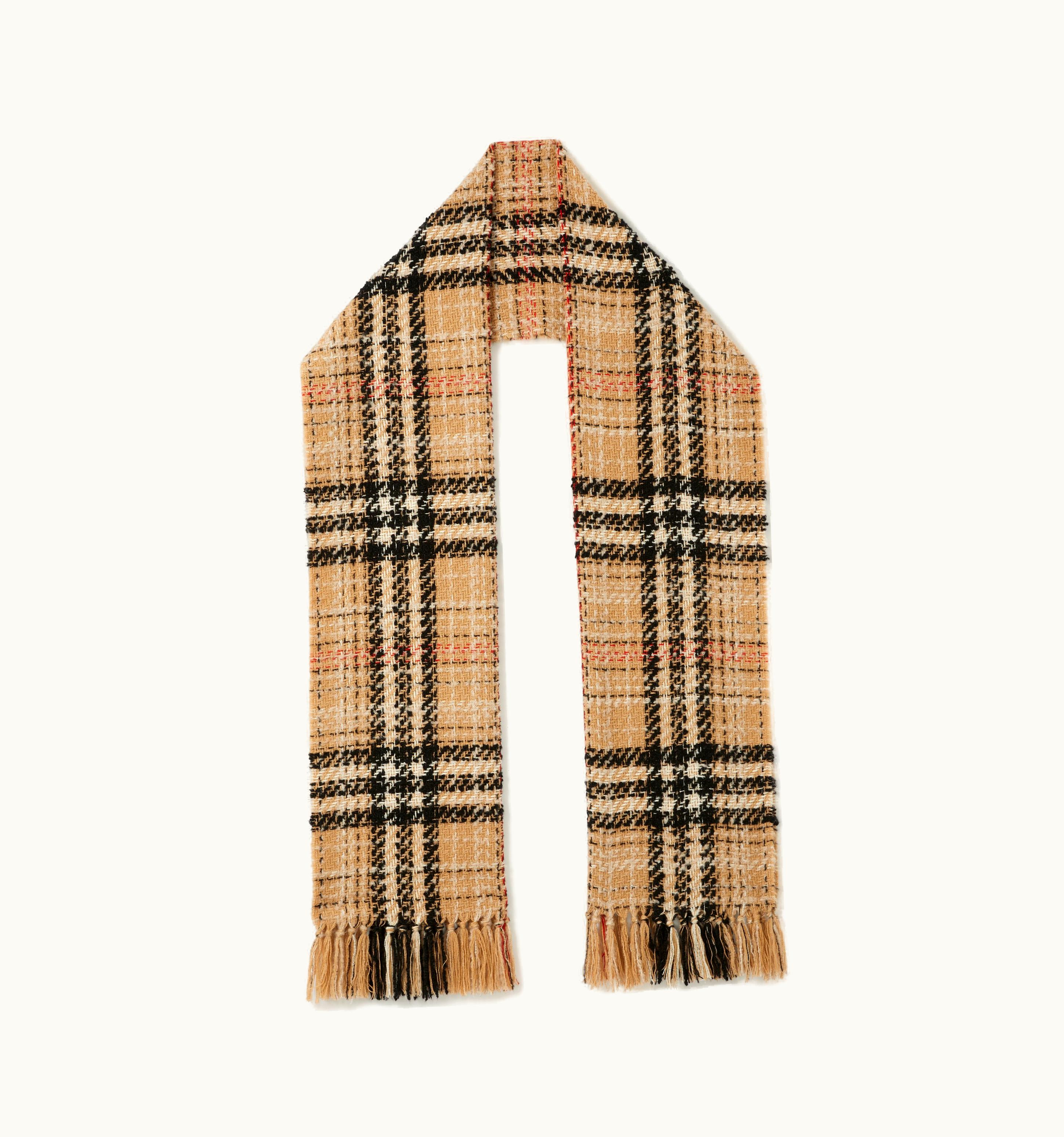 Burberry Burberry Check Cashmere Silk Blend Tweed Scarf In Archive Beige UZ0140838