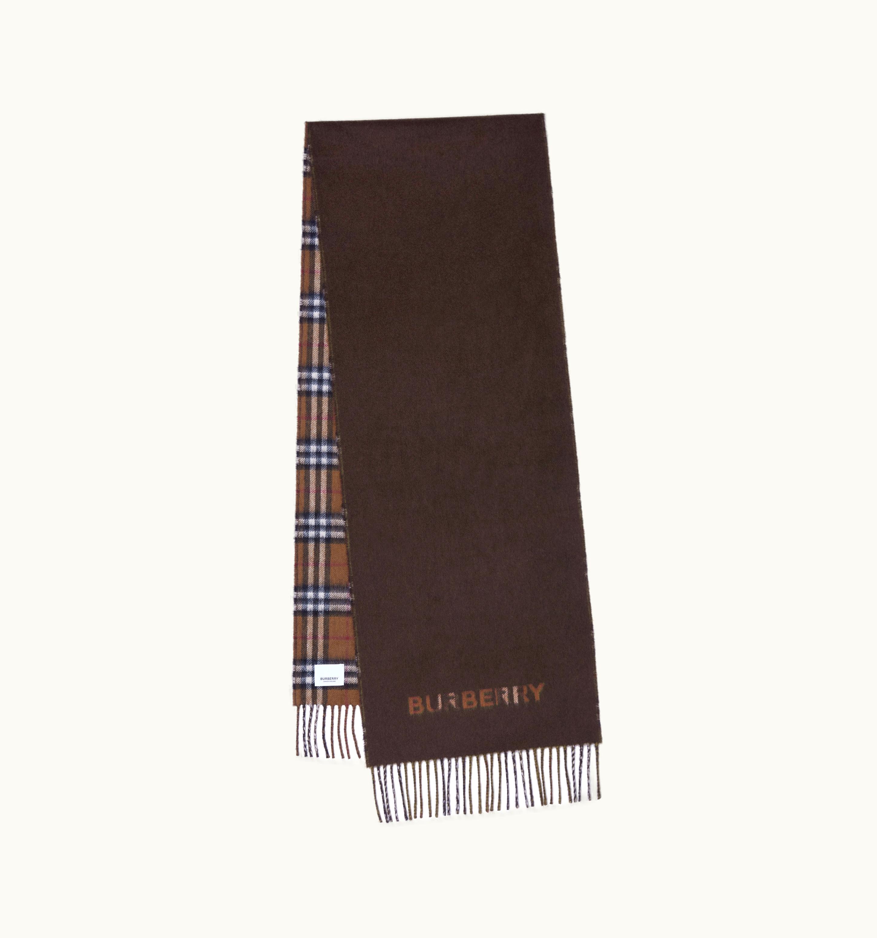 Burberry Burberry Check Cashmere Reversible Scarf In Dark Birch Brown/Dark Umber UZ0140843