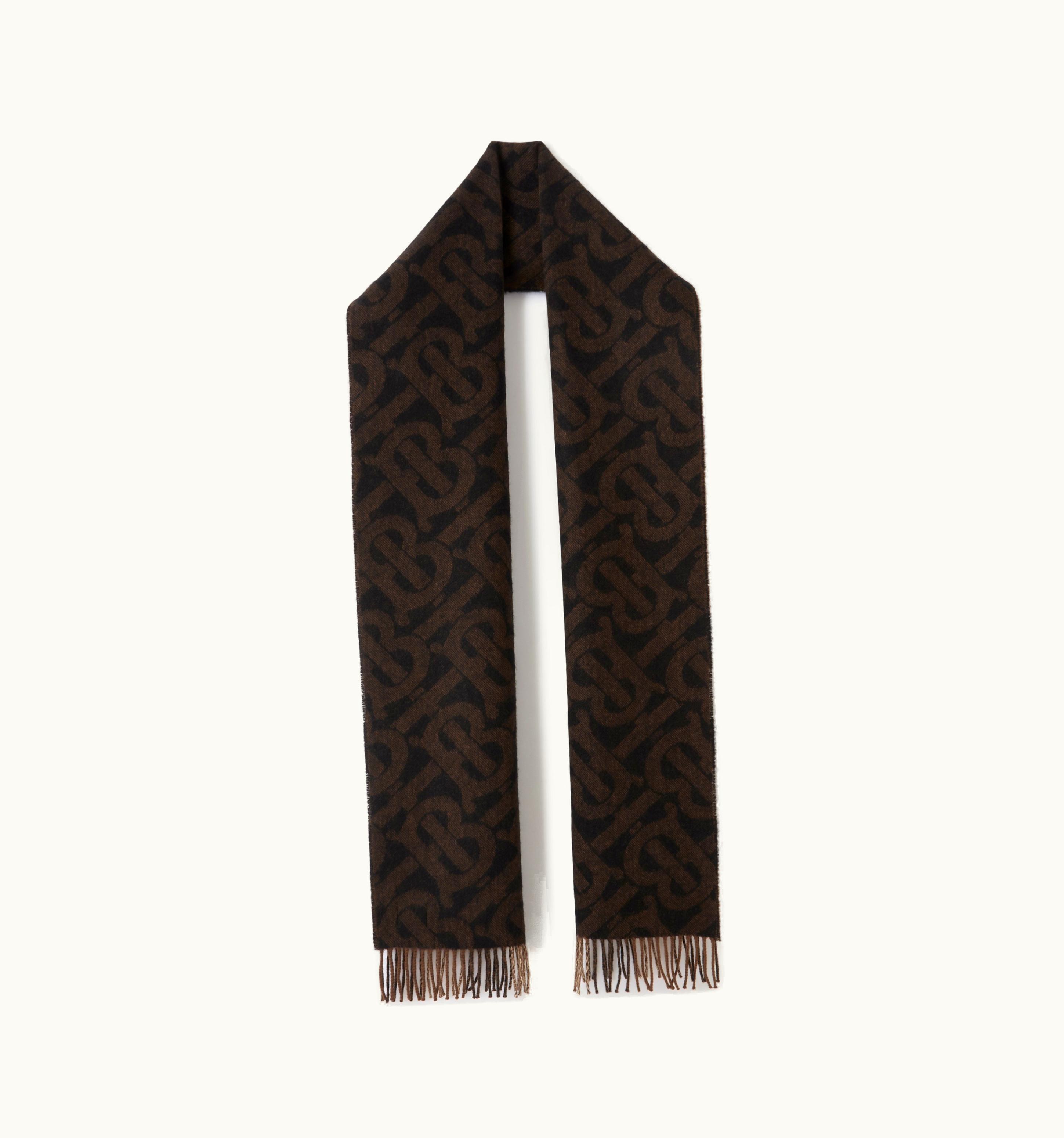 Burberry Burberry Reversible Check And Monogram Cashmere Scarf In Birch Brown UZ0140847