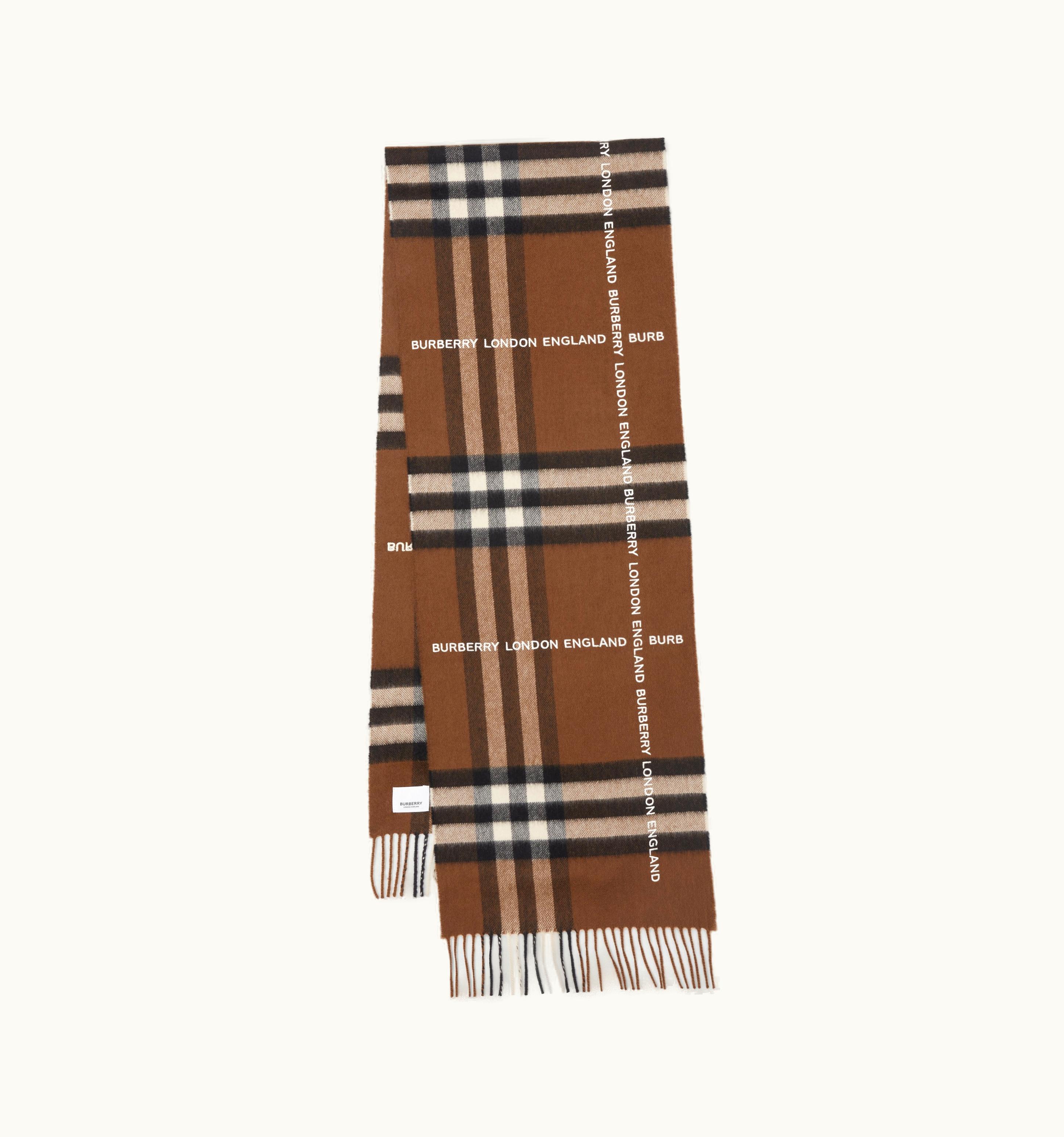 Burberry Burberry Logo Check Cashmere Scarf In Dark Birch Brown UZ0140852