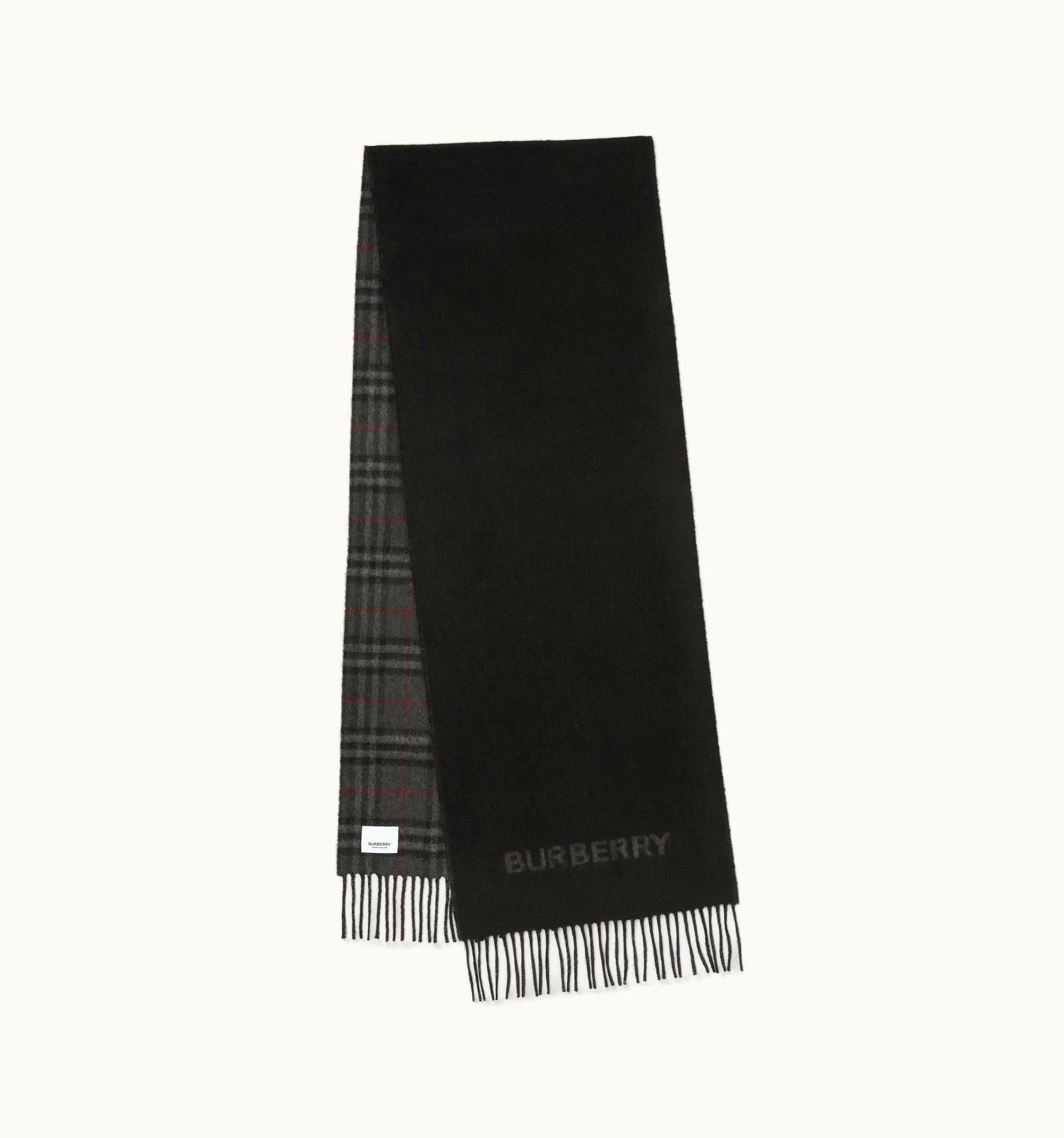 Burberry Burberry Check Cashmere Reversible Scarf In Charcoal/Black UZ0140853