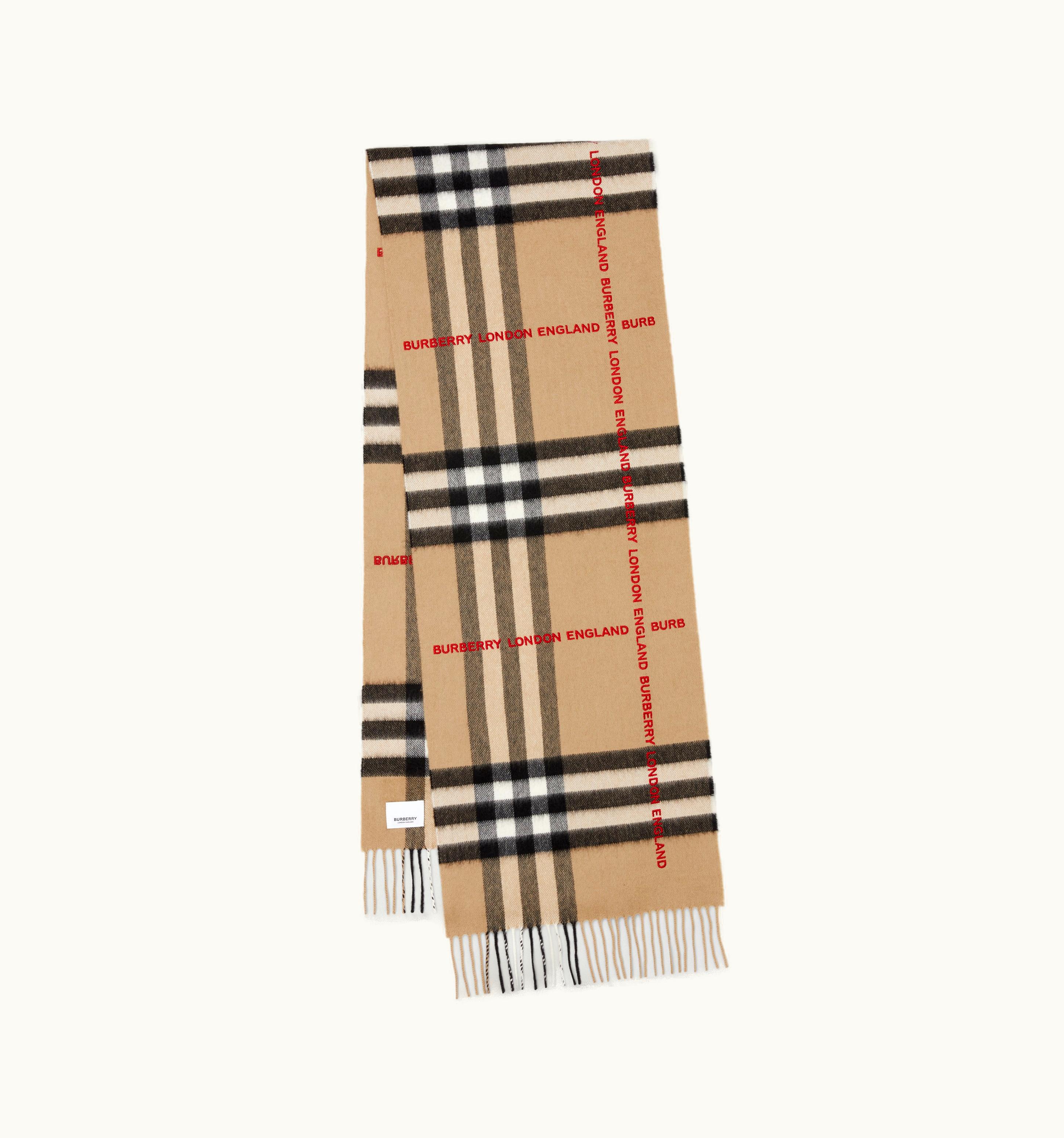 Burberry Burberry Logo Check Cashmere Scarf In Archive Beige UZ0140854