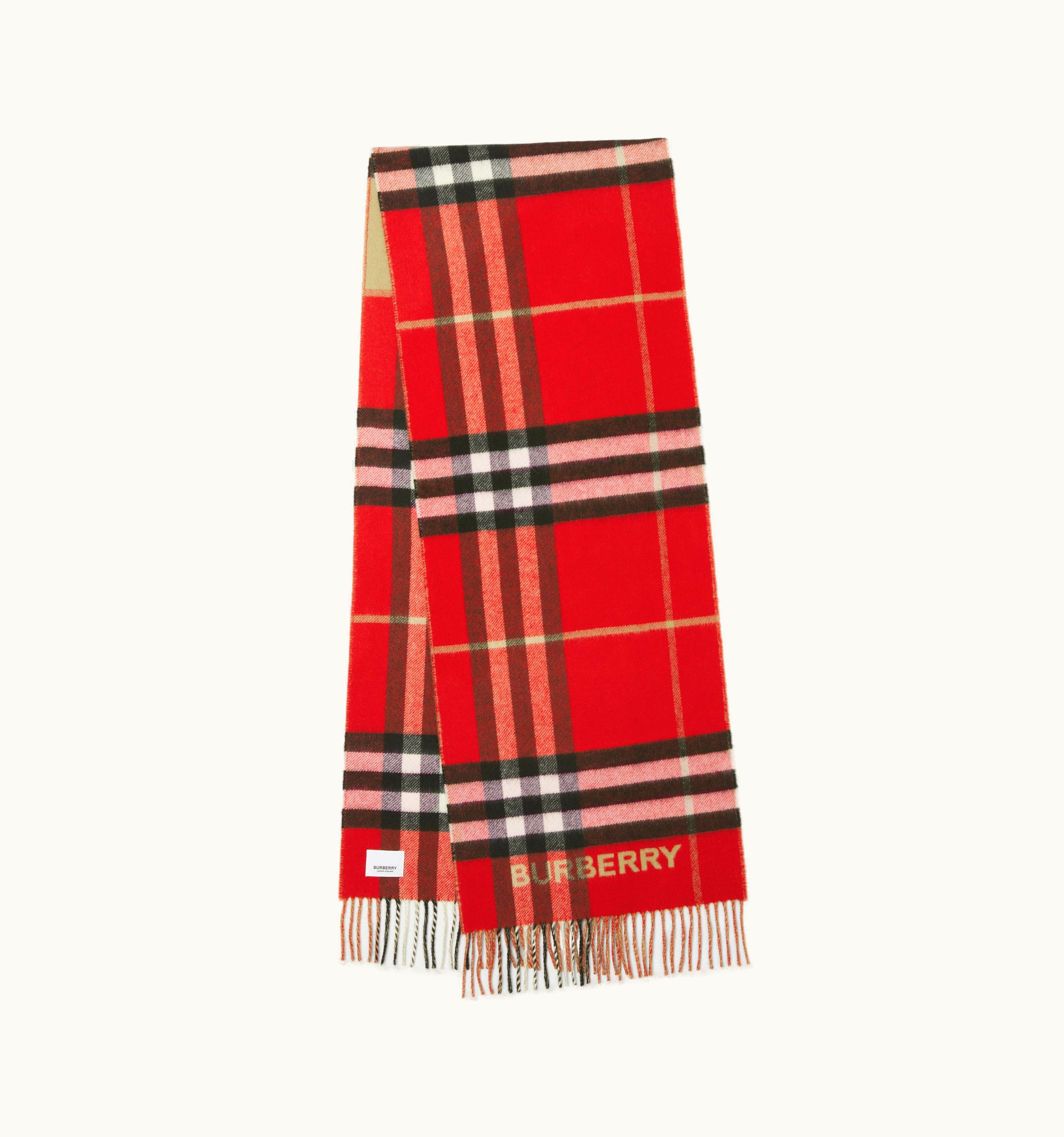Burberry Burberry Contrast Check Cashmere Scarf In Archive Beige/Red UZ0140856