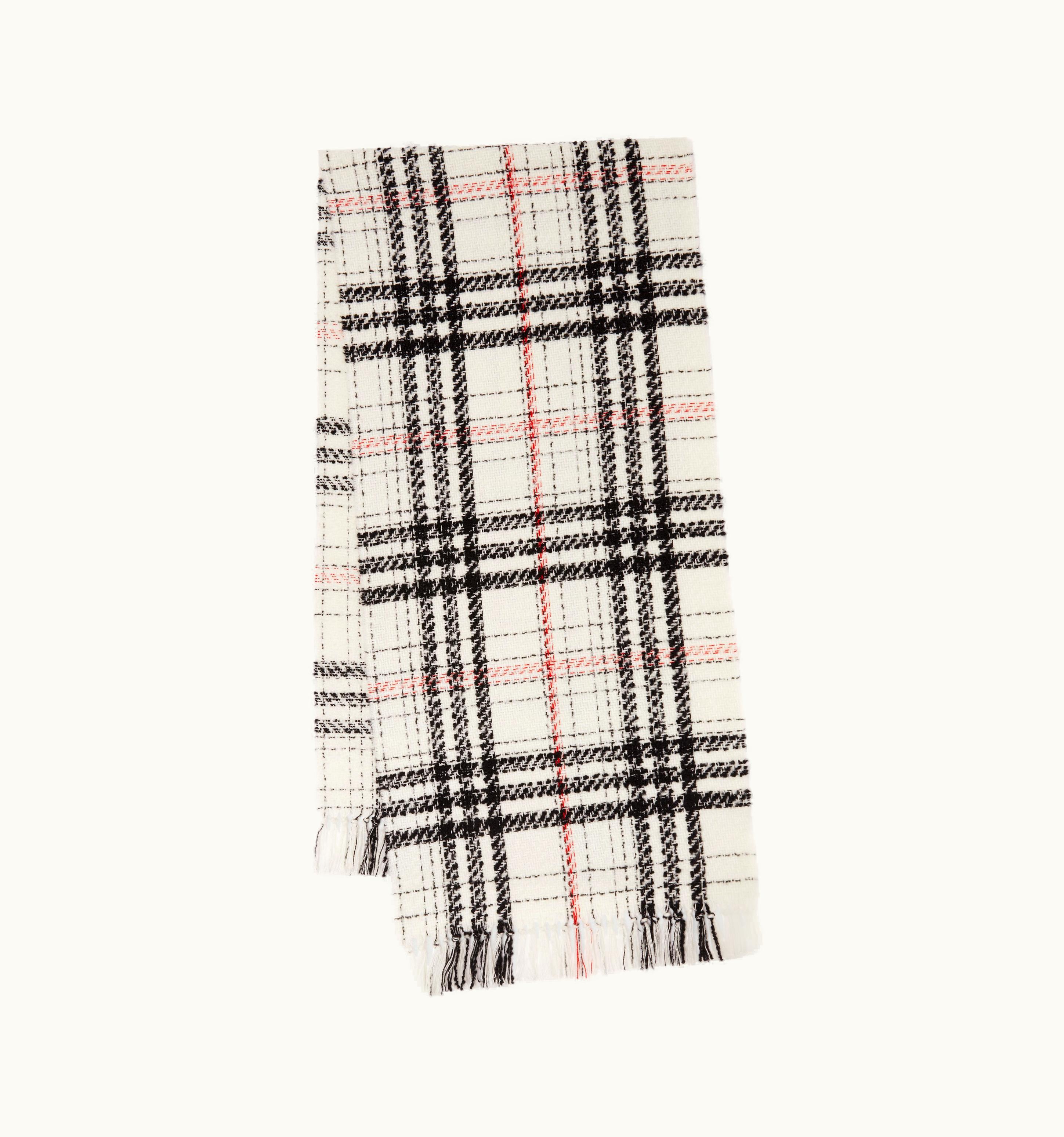 Burberry Burberry Check Cashmere Silk Blend Tweed Scarf In Natural White UZ0140863