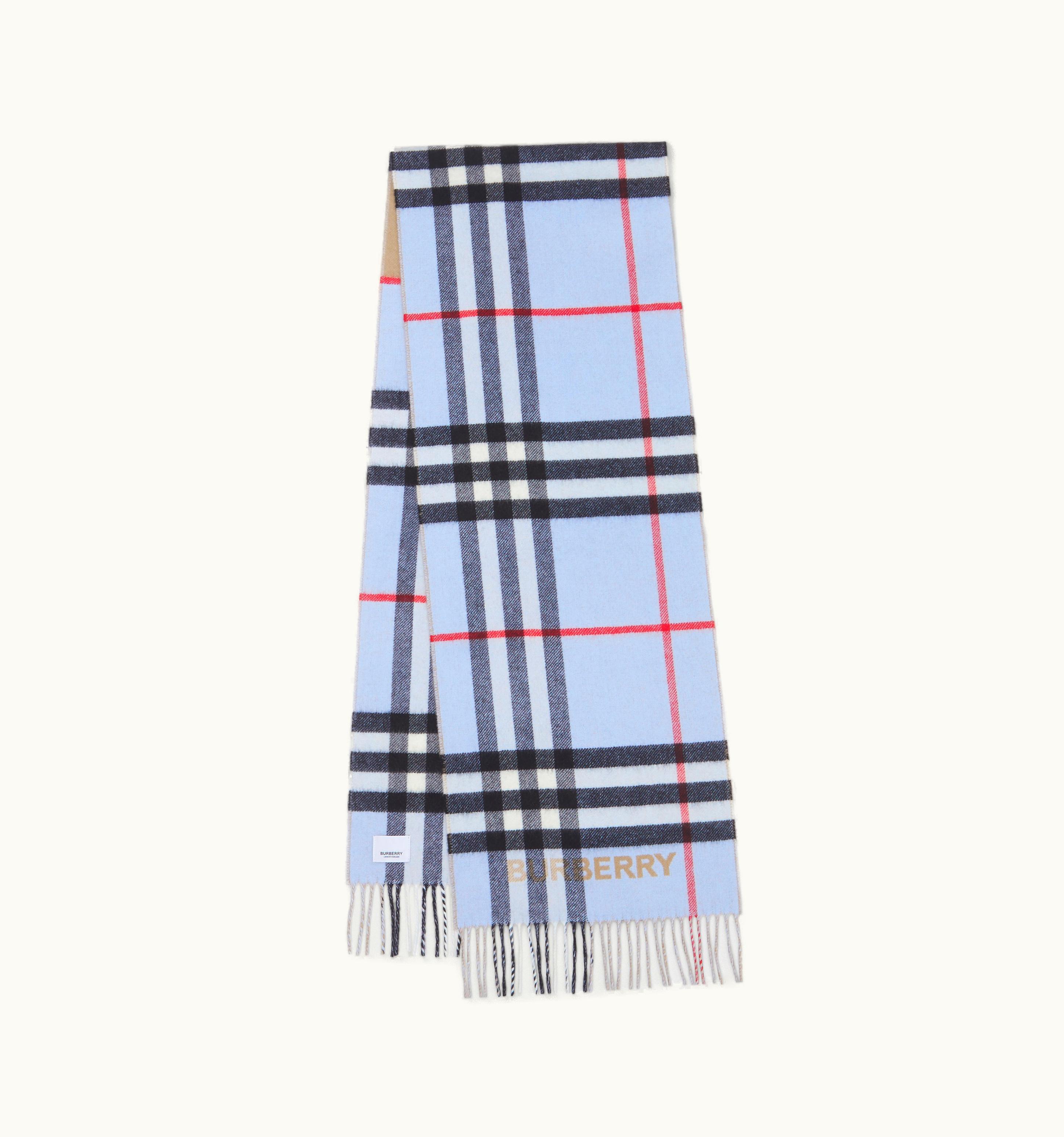 Burberry Burberry Contrast Check Cashmere Scarf In Archive Beige/Pale Blue UZ0140869