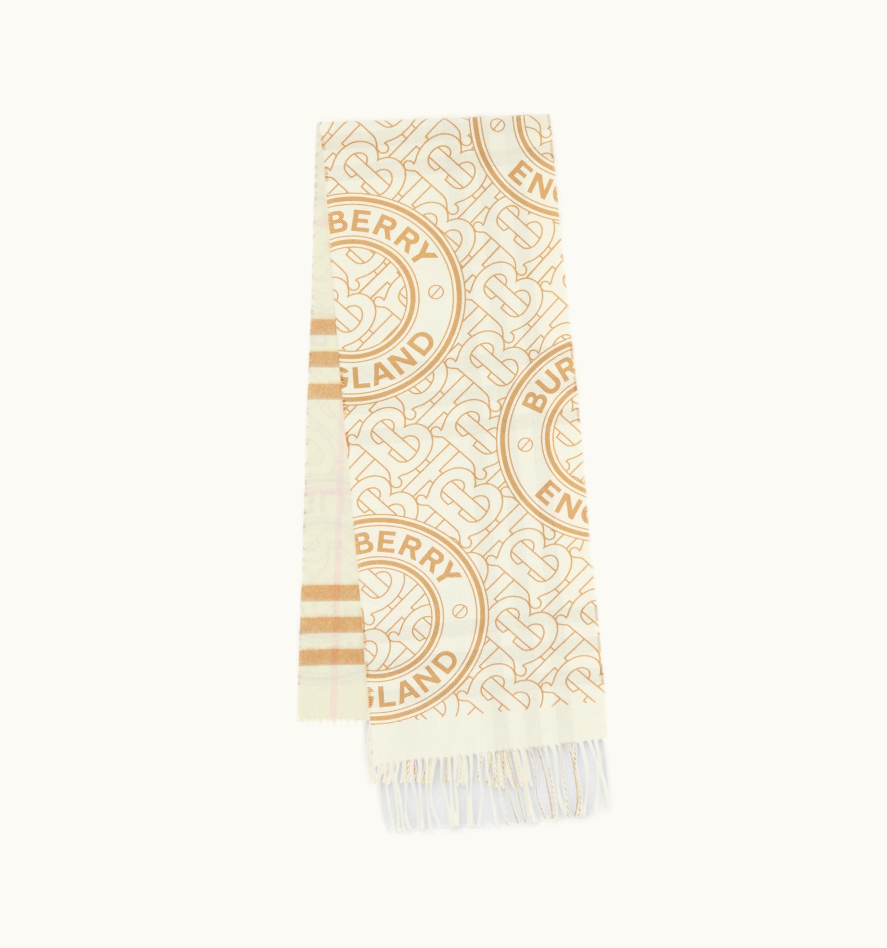 Burberry Burberry Reversible Check And Monogram Cashmere Scarf In White