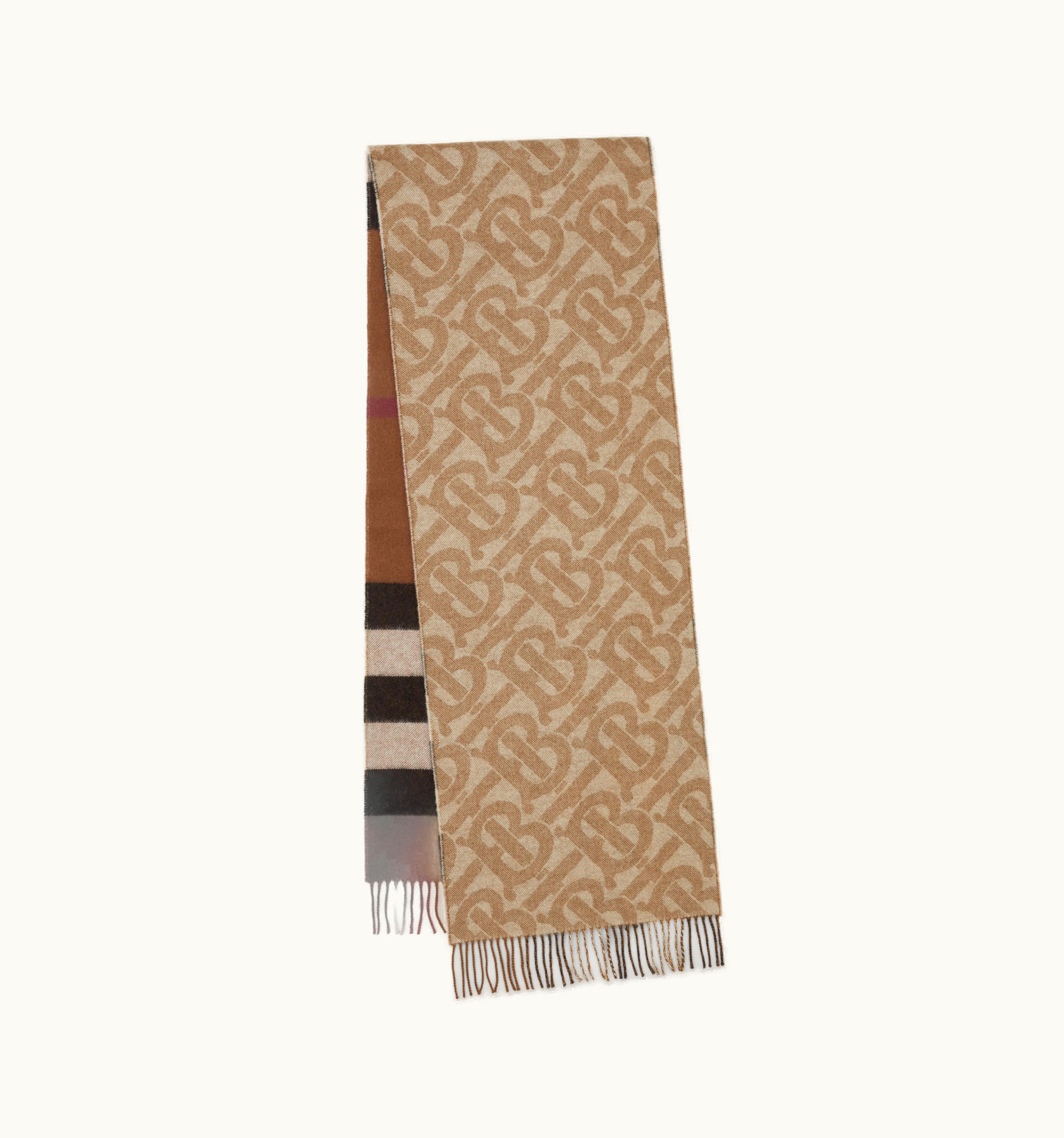 Burberry Burberry Reversible Check And Monogram Cashmere Scarf In Archive Beige/Dark Birch Brown UZ0140881