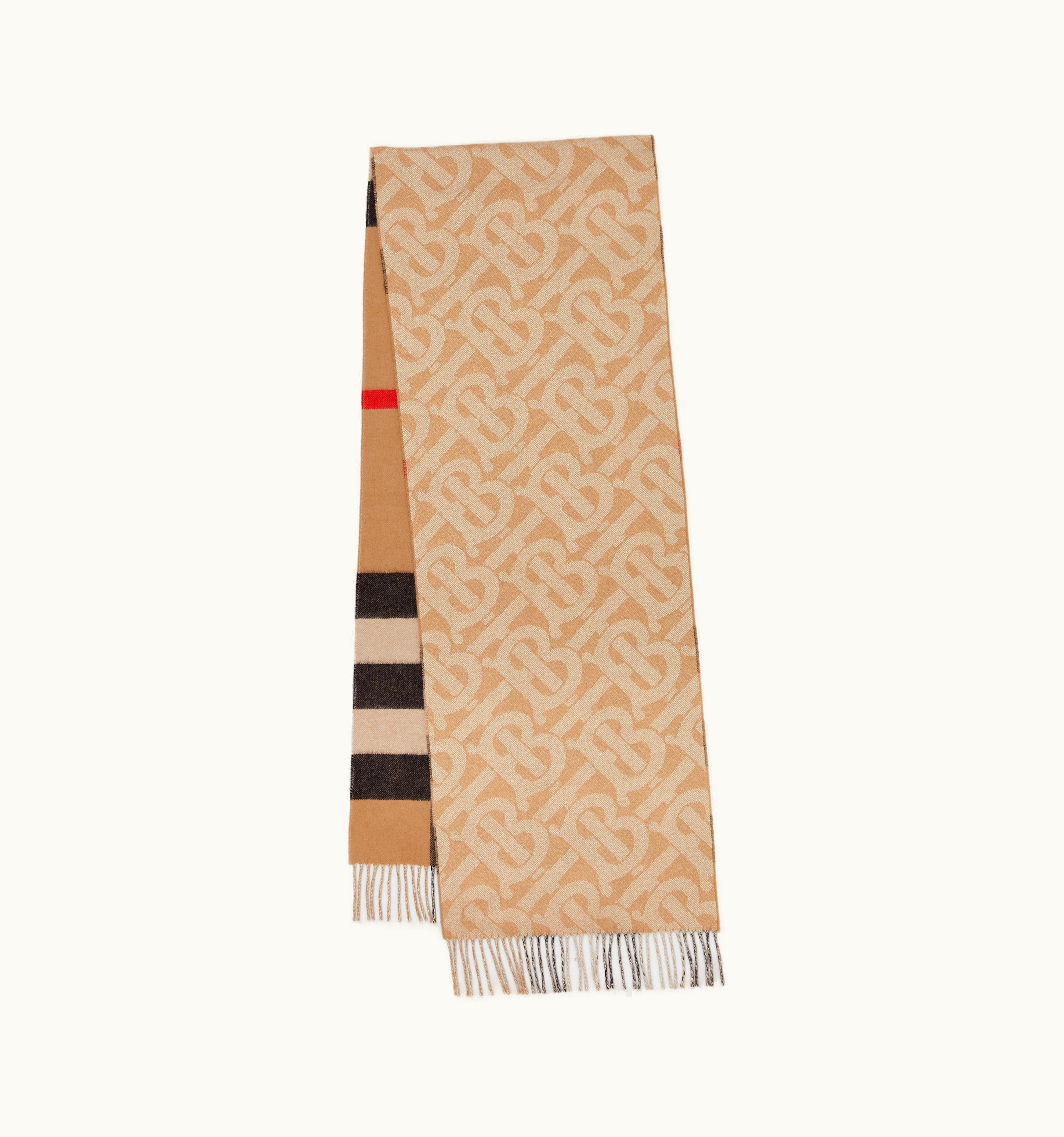 Burberry Burberry Reversible Check And Monogram Cashmere Scarf In Archive Beige UZ0140887