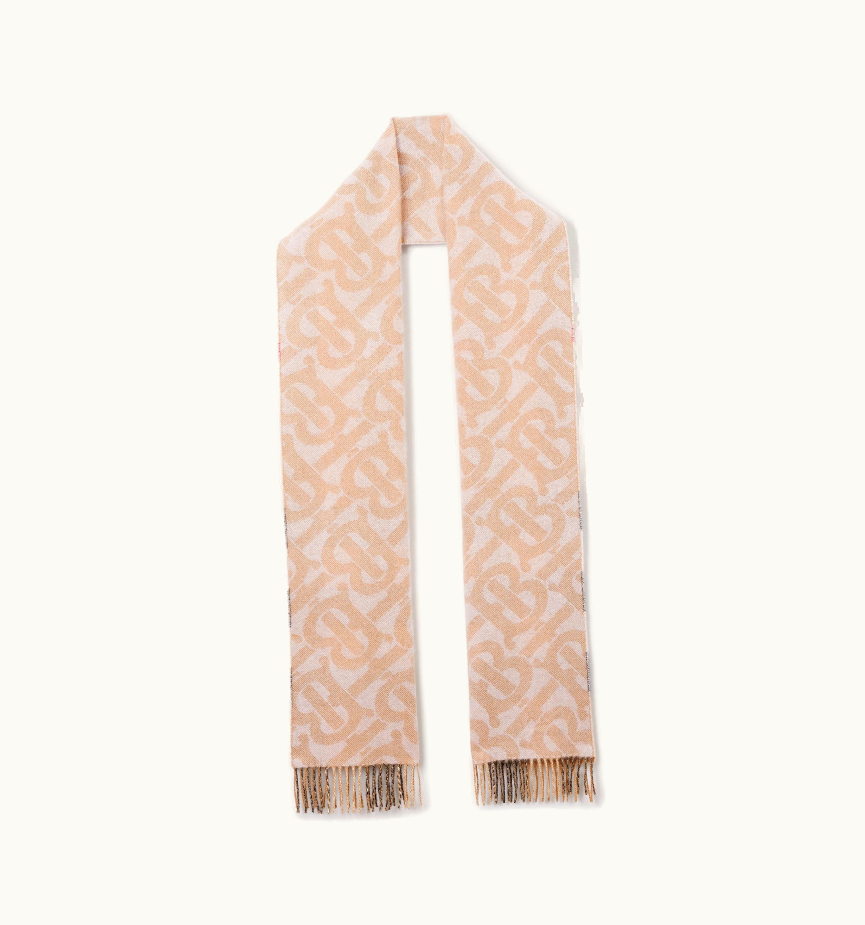 Burberry Burberry Reversible Check And Monogram Cashmere Scarf In Alabaster UZ0140888
