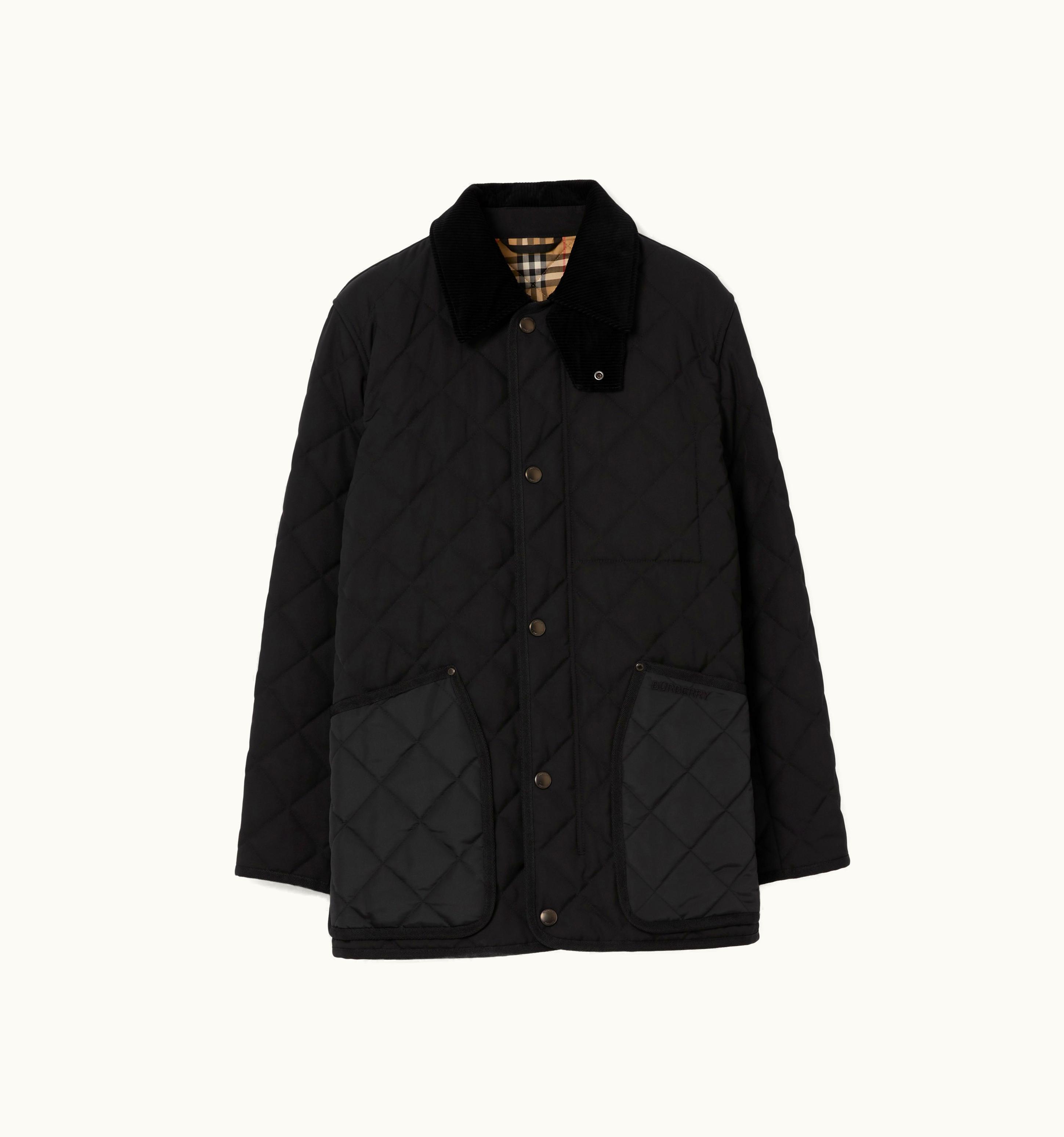 Burberry Burberry Corduroy Collar Diamond Quilted Barn Jacket In Black - Men UZ0140920