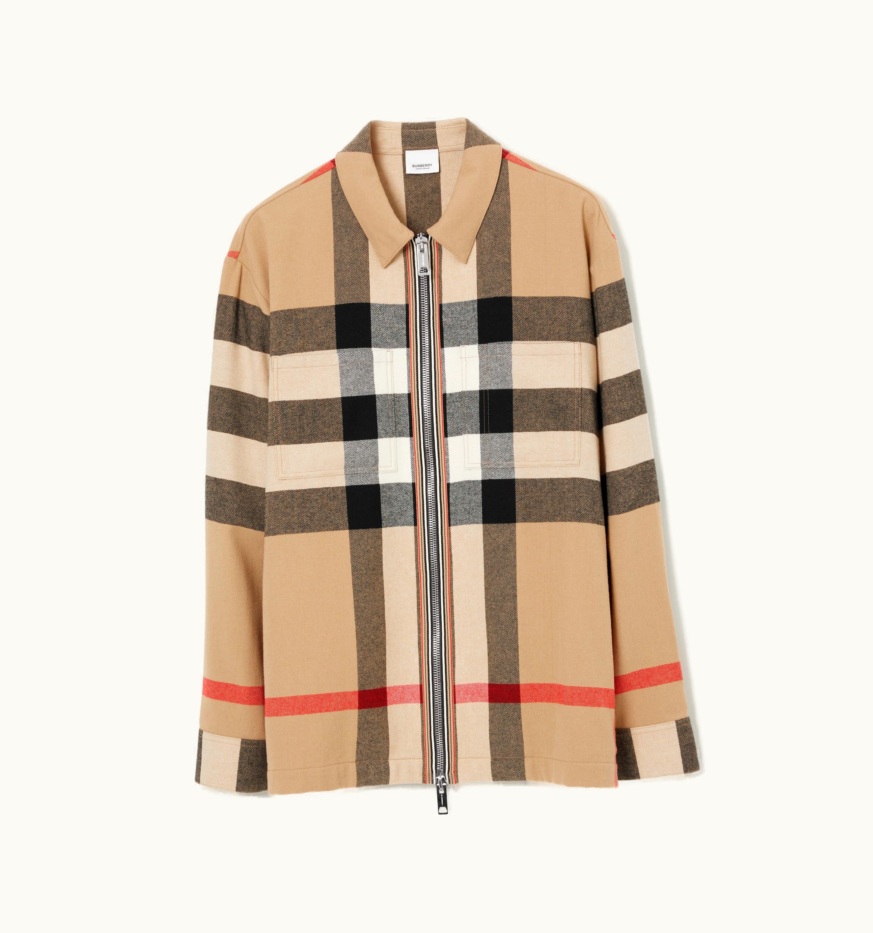 Burberry Burberry Exaggerated Check Wool Cotton Overshirt In Archive Beige - Men