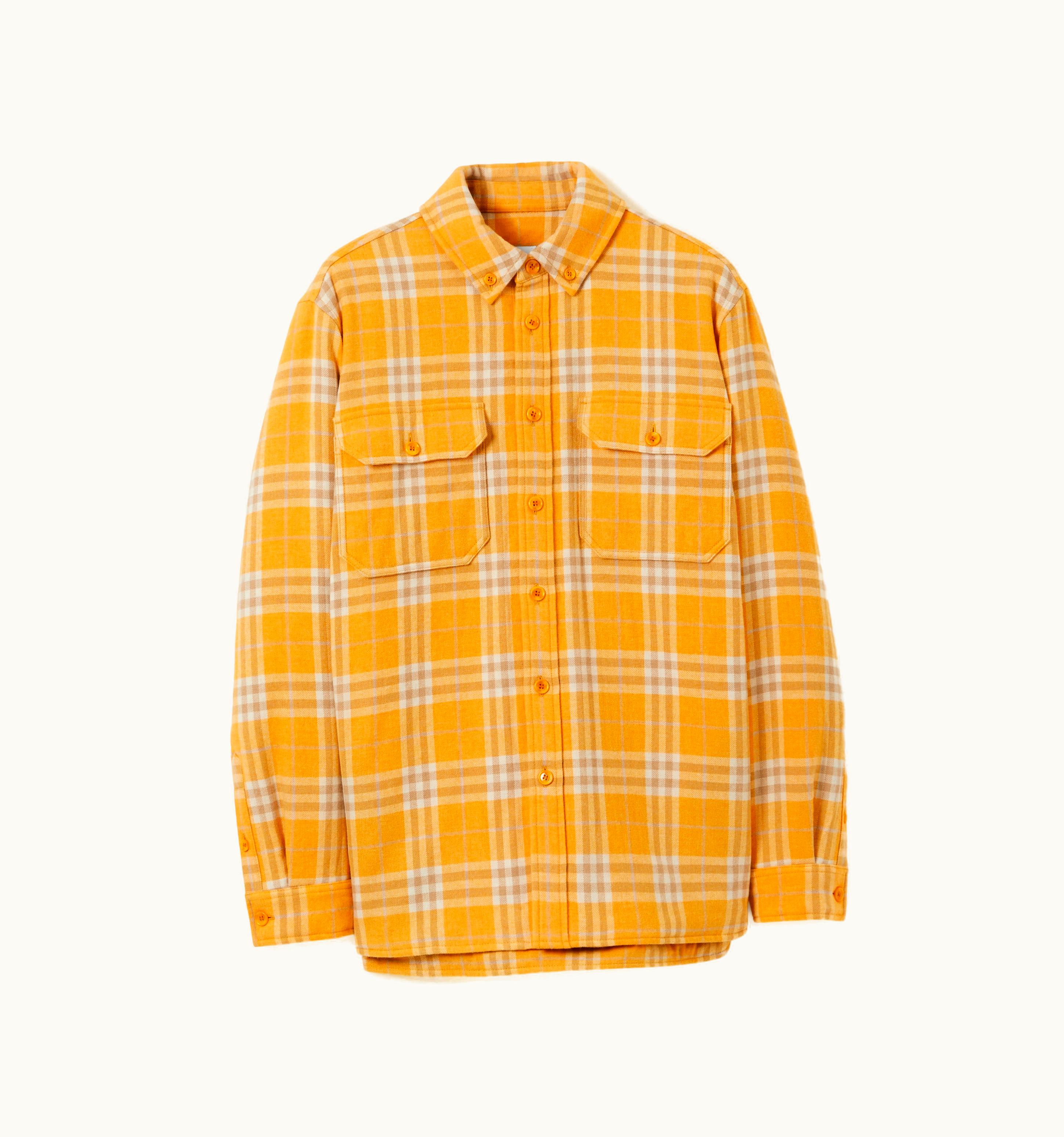 Burberry Burberry Check Wool Cotton Oversized Overshirt In Marigold - Men UZ0140928