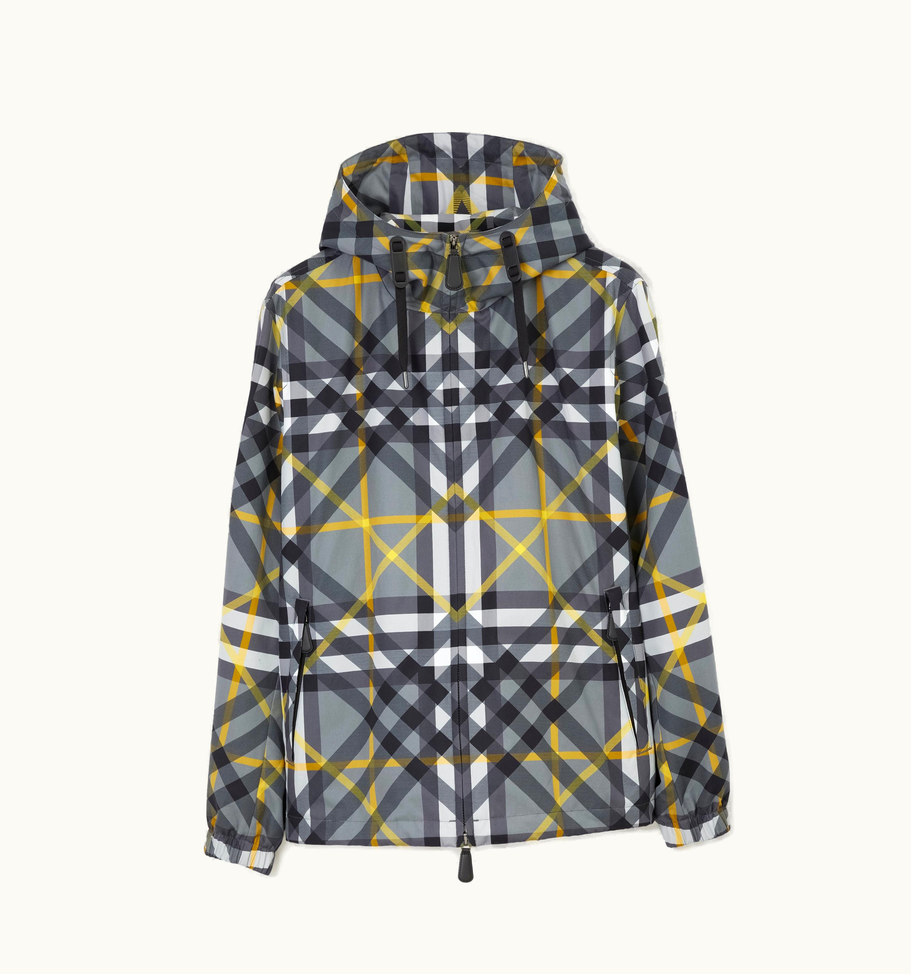 Burberry Burberry Layered Check Gabardine Hooded Jacket In Storm Grey - Men