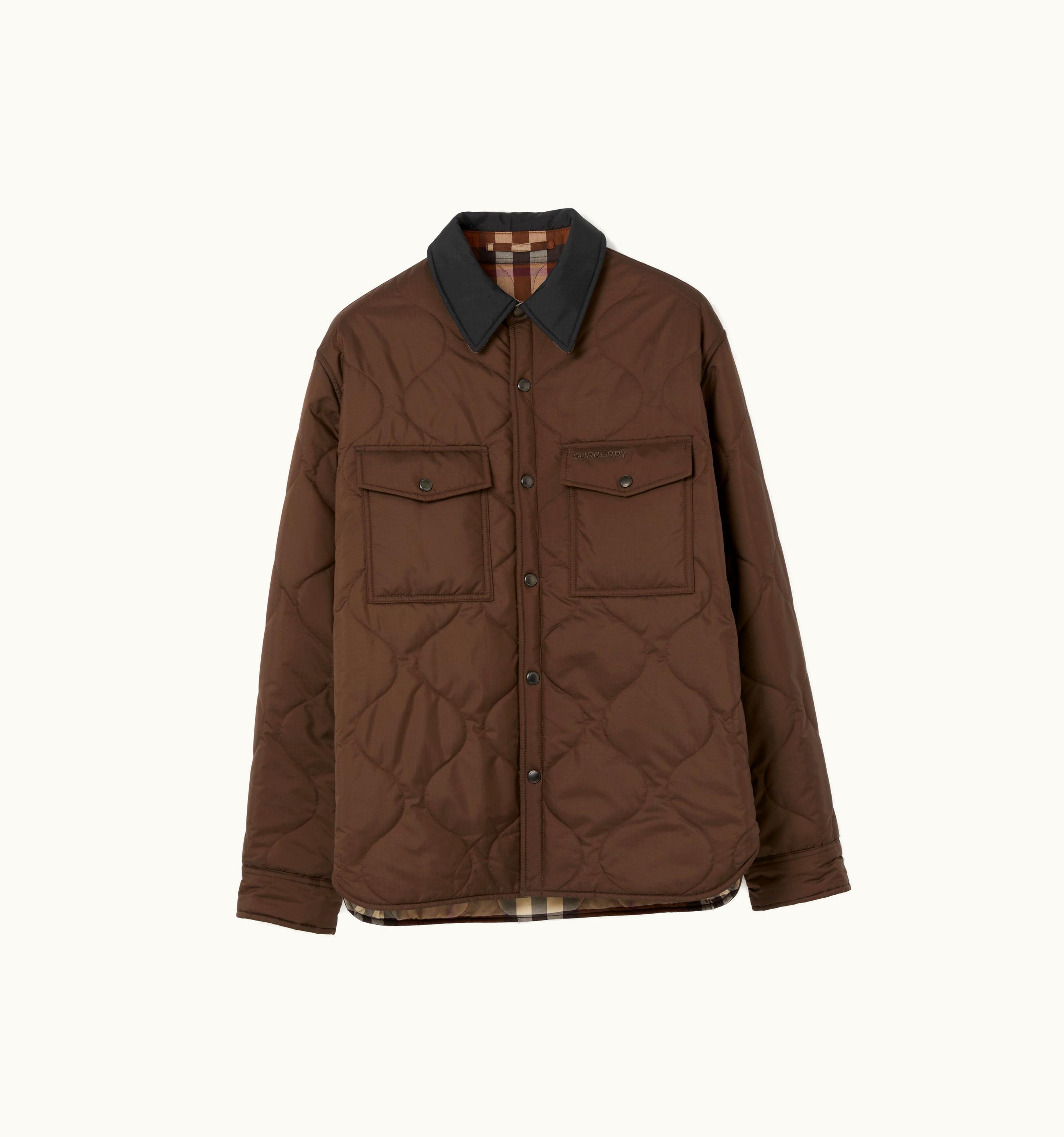 Burberry Burberry Check Quilted Reversible Overshirt In Dark Truffle Brown - Men UZ0140936