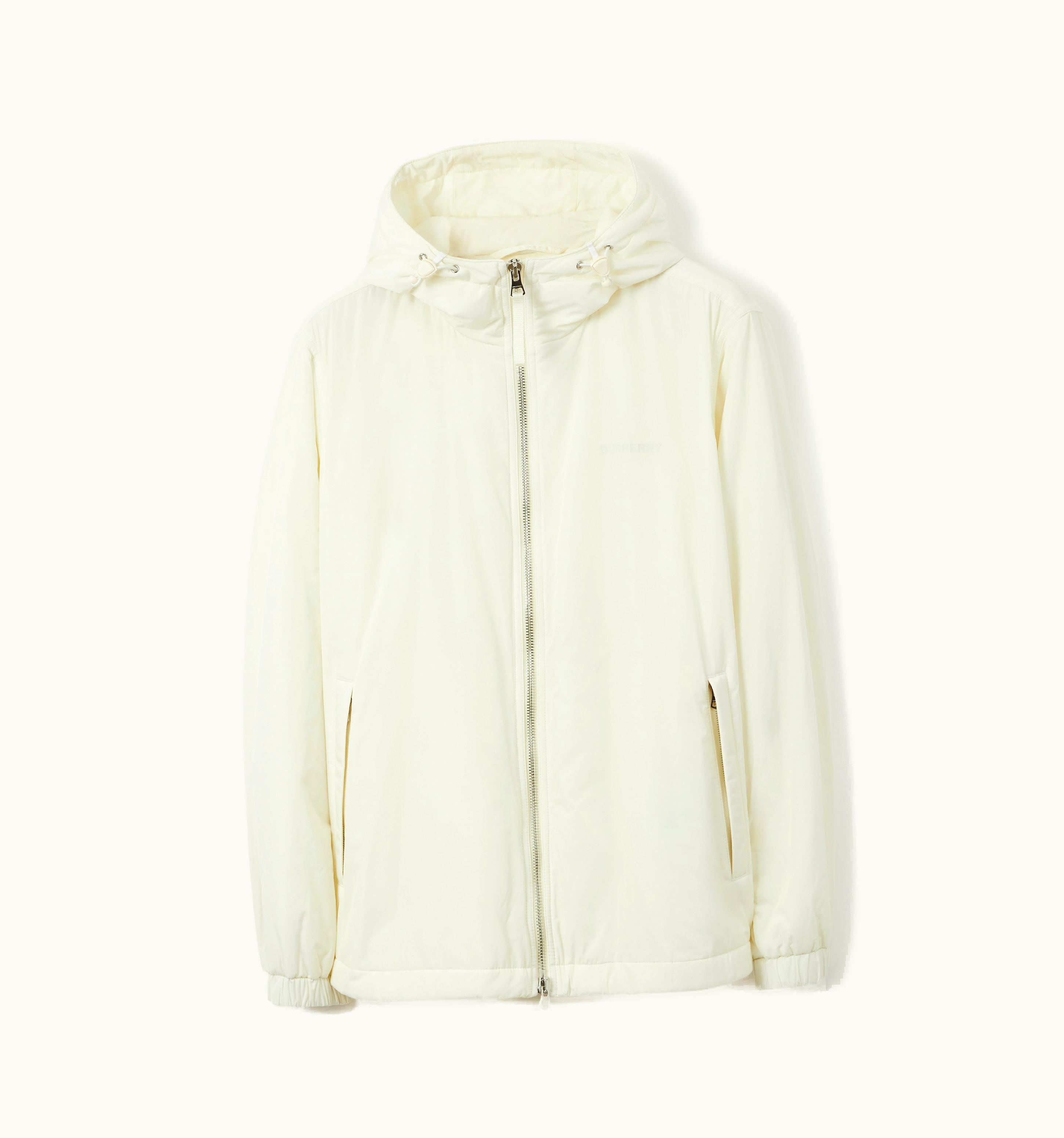Burberry Burberry Logo Print Nylon Hooded Jacket In Warm White - Men UZ0140939