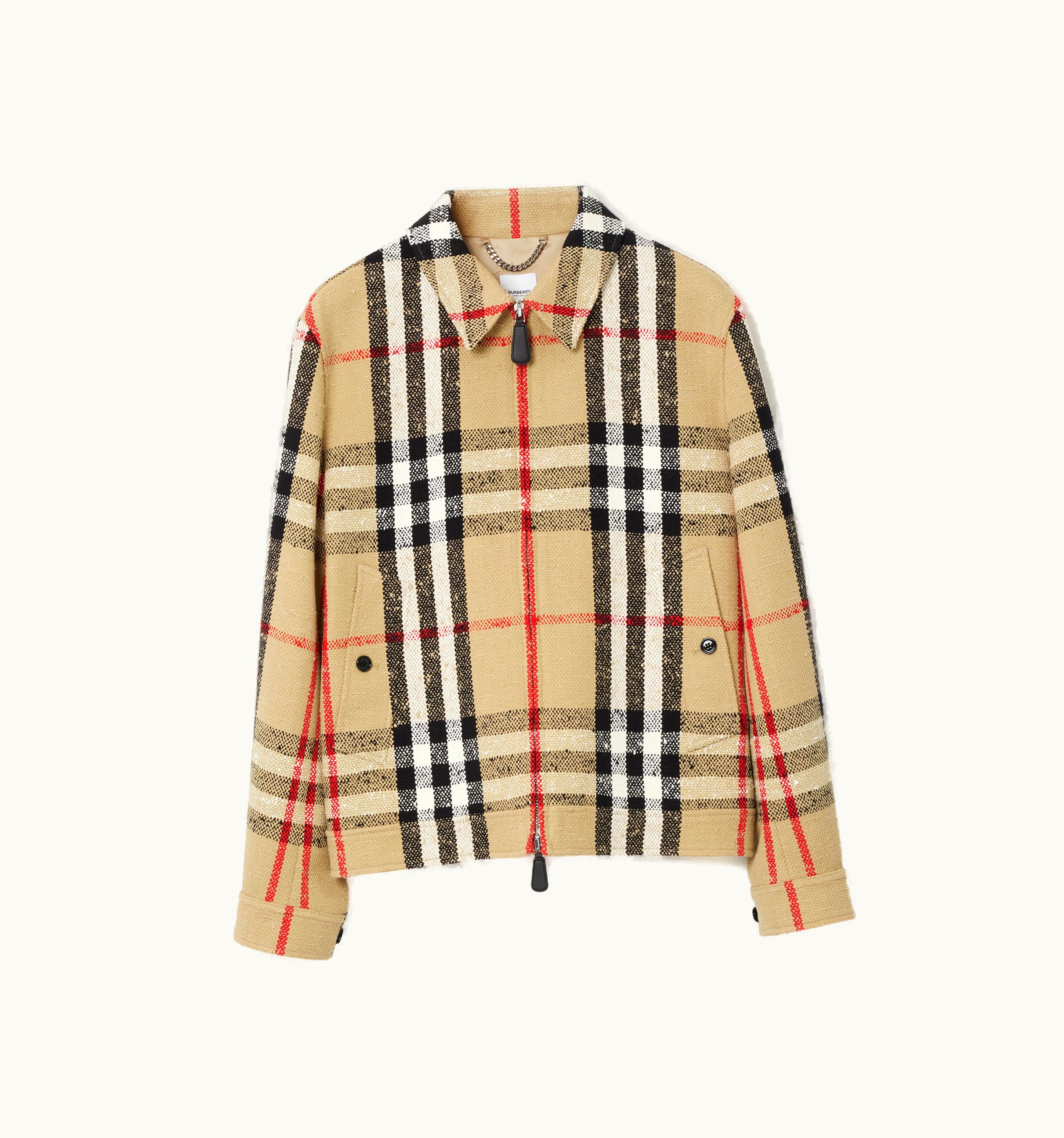 Burberry Burberry Check Bouclé Harrington Jacket In Archive Beige - Men