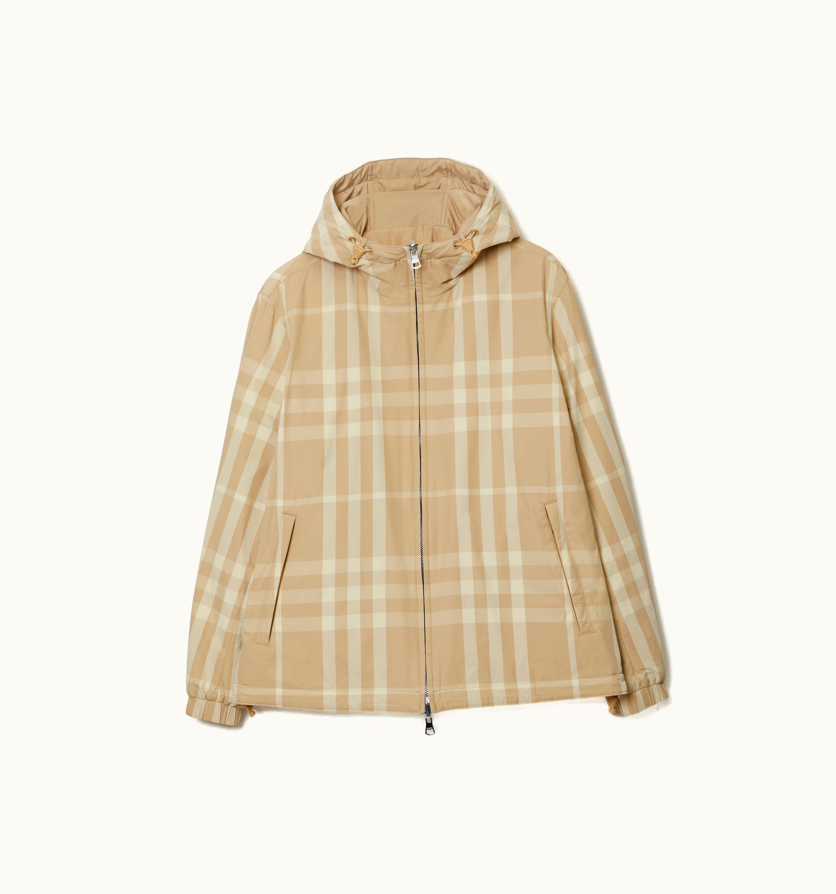 Burberry Burberry Reversible Check Nylon Hooded Jacket In Soft Fawn - Men UZ0140946