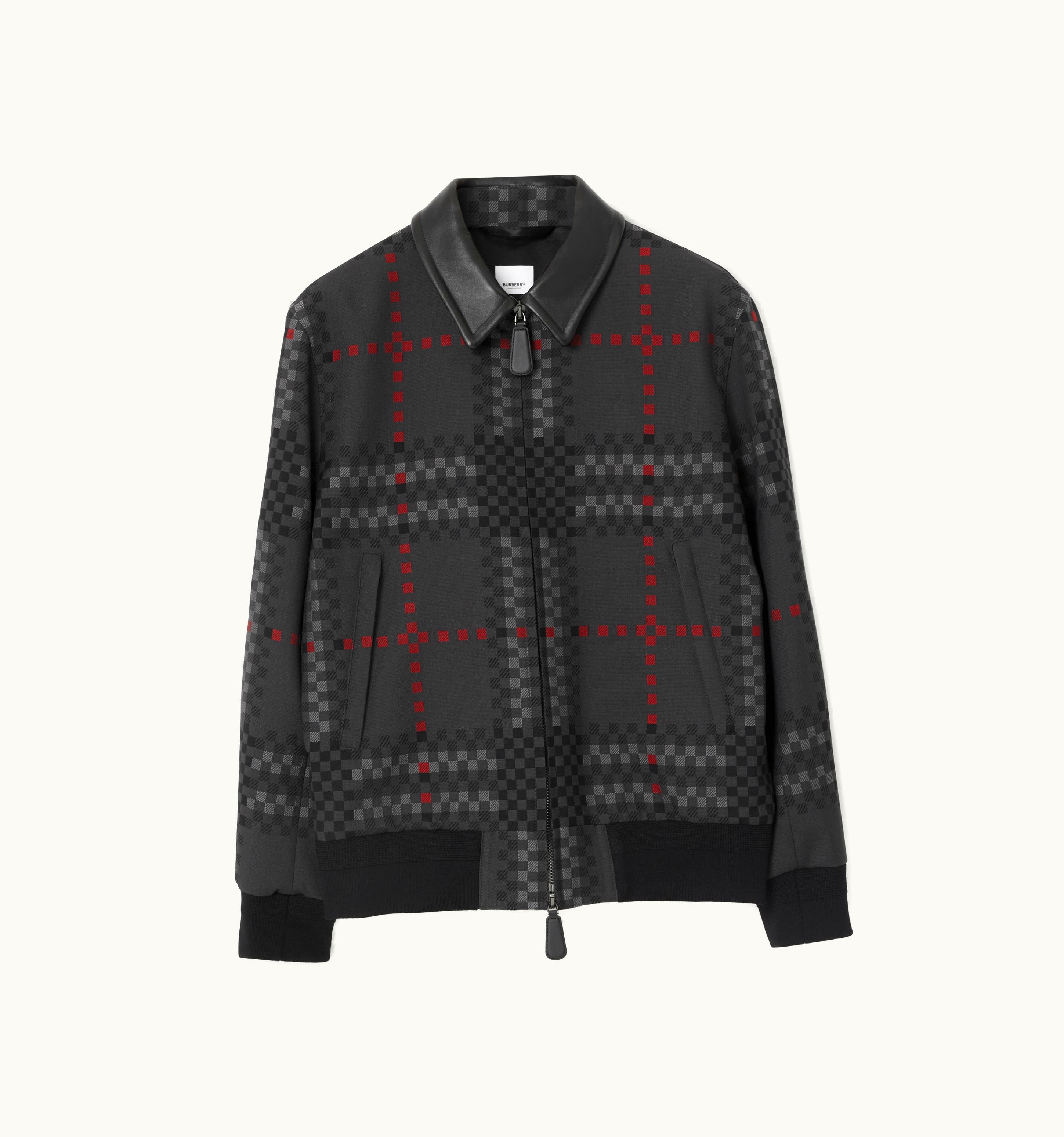 Burberry Burberry Pixel Check Wool Blend Harrington Jacket In Dark Thunder Grey - Men