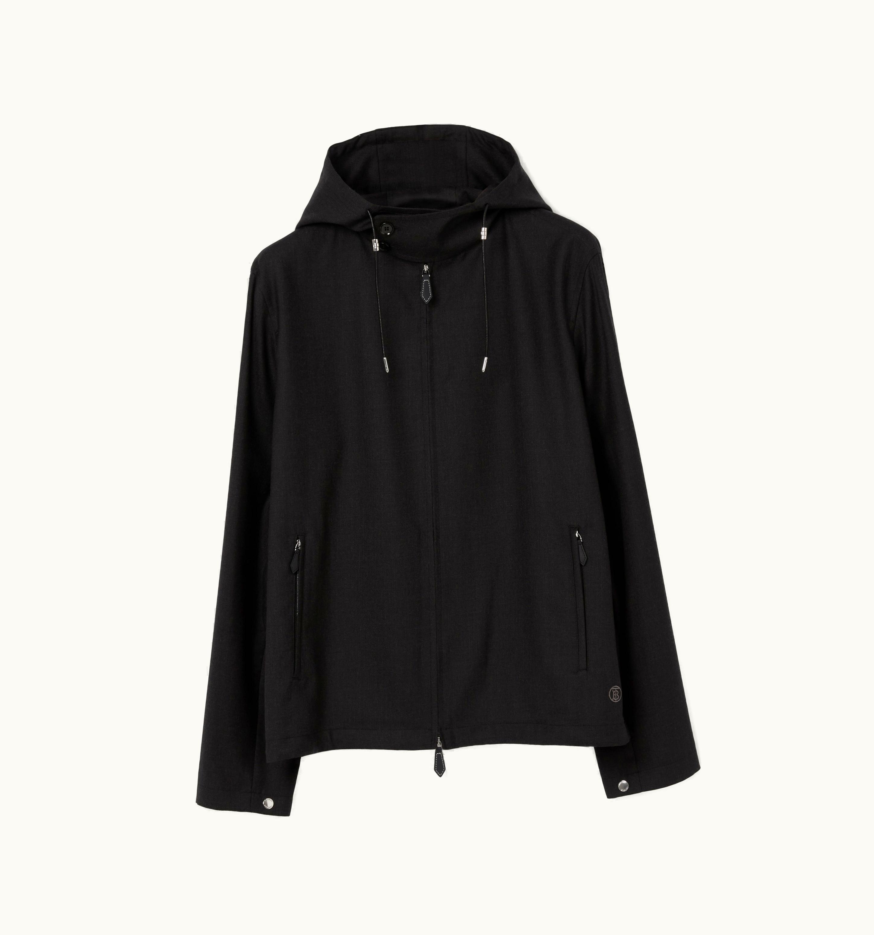 Burberry Burberry Monogram Motif Wool Hooded Jacket In Dark Charcoal Melange - Men