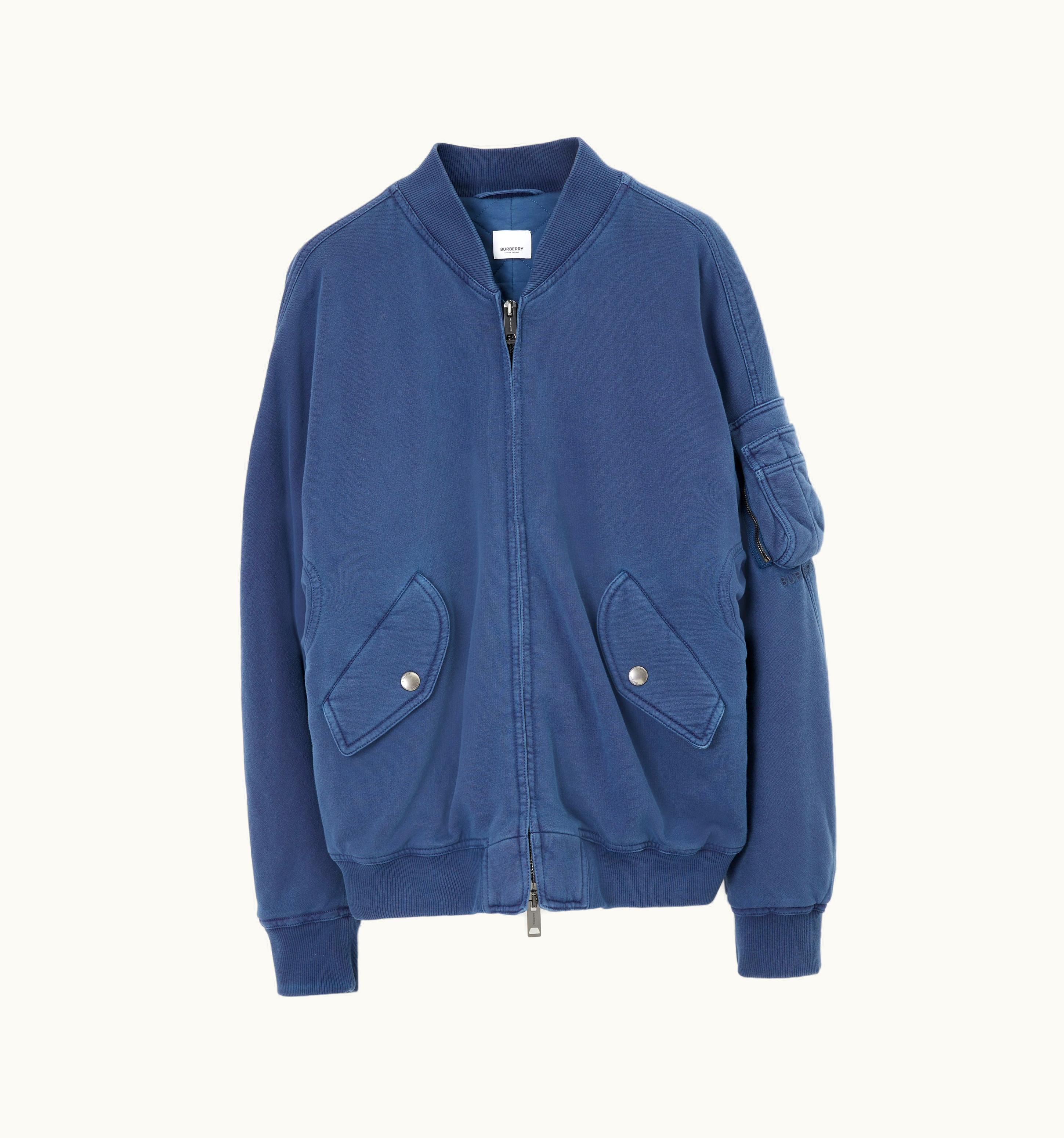 Burberry Burberry Cotton Bomber Jacket In Muted Navy - Men