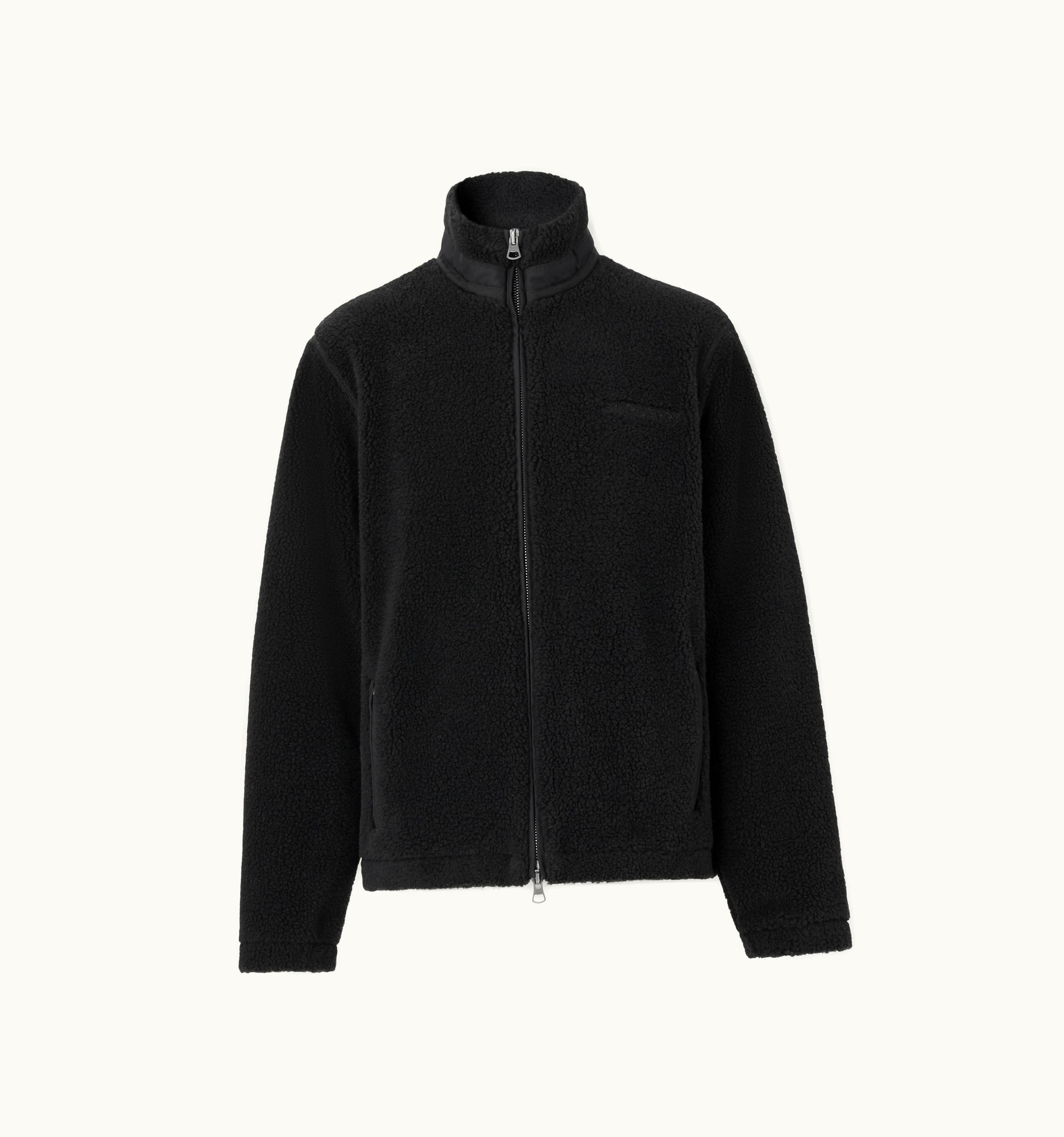 Burberry Burberry Embroidered Oak Leaf Crest Fleece Jacket In Black - Men UZ0140970