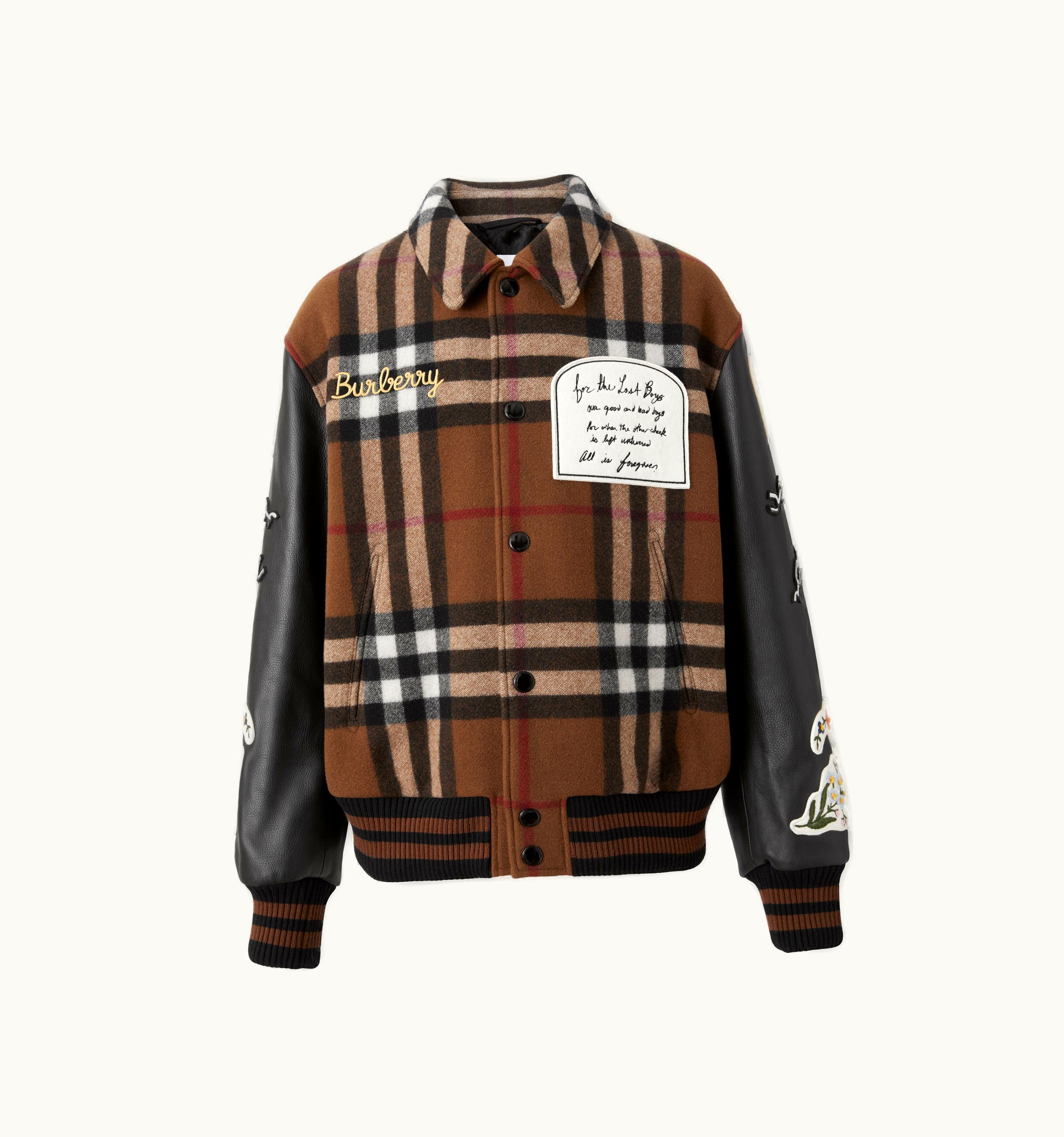 Burberry Burberry Badge Appliqué Check Technical Wool Bomber Jacket In Dark Birch Brown - Men
