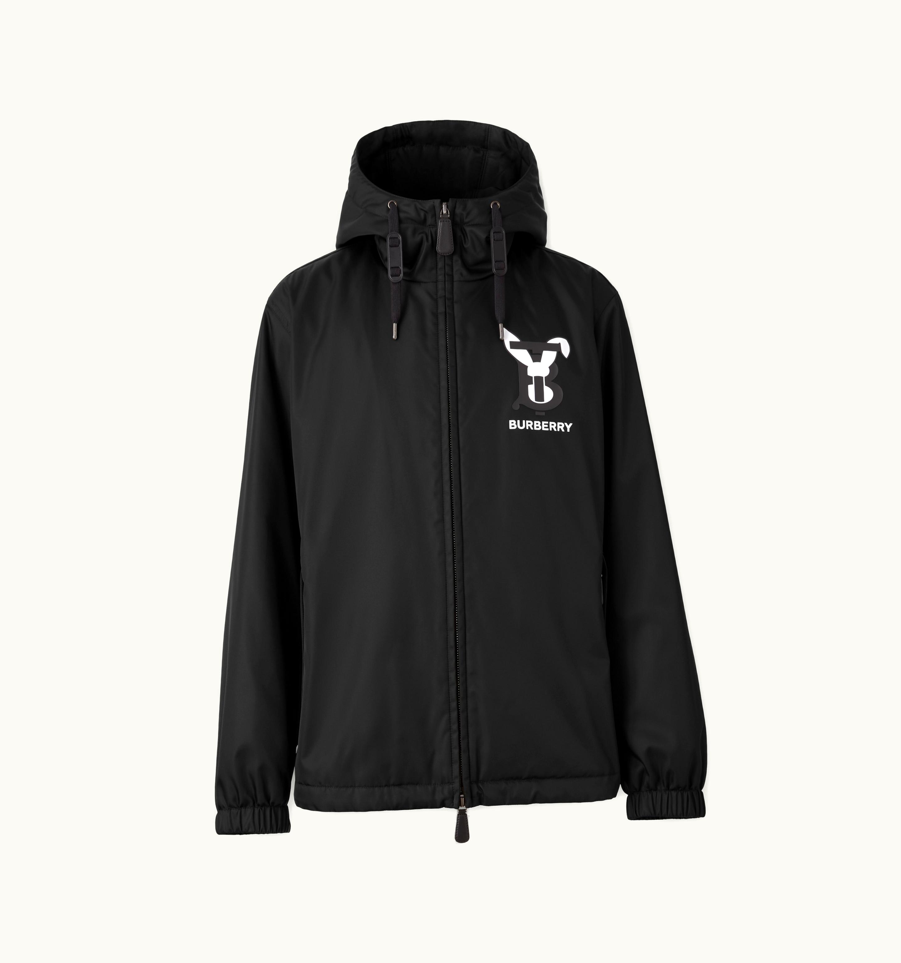 Burberry Burberry Rabbit Print Nylon Hooded Jacket In Black - Men