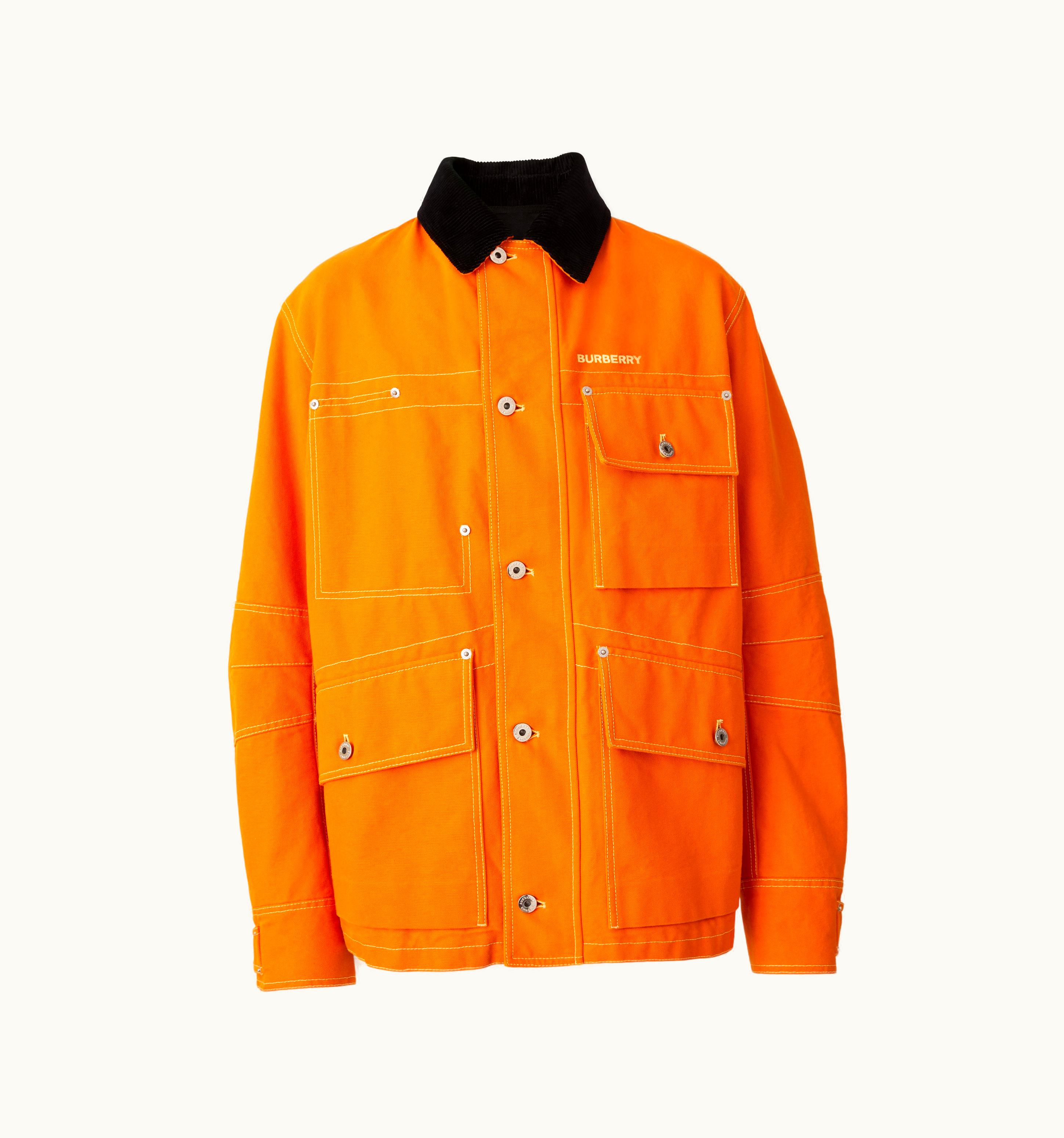 Burberry Burberry Corduroy Collar Cotton Canvas Field Jacket In Orange - Men
