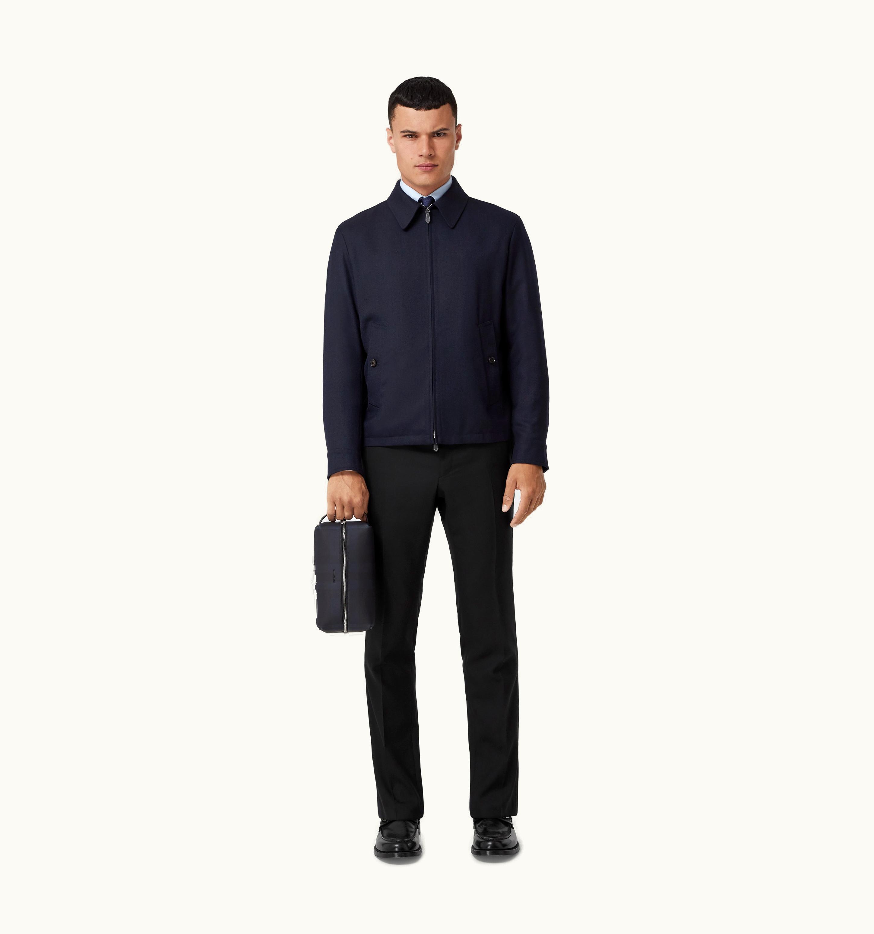 Burberry Burberry Monogram Motif Wool Harrington Jacket In Dark Navy - Men