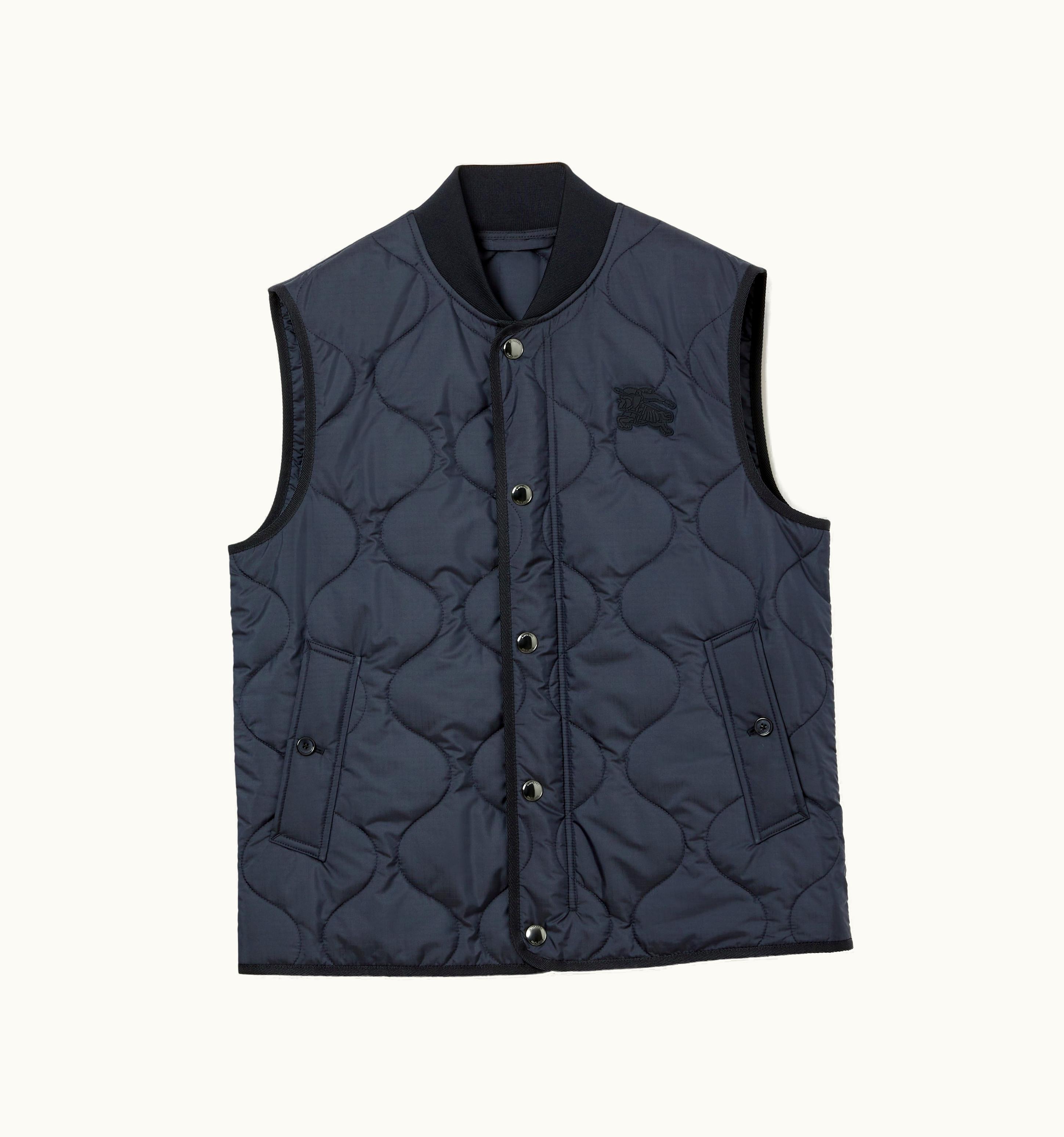 Burberry Burberry Ekd Appliqué Quilted Gilet In Smoked Navy - Men UZ0140985