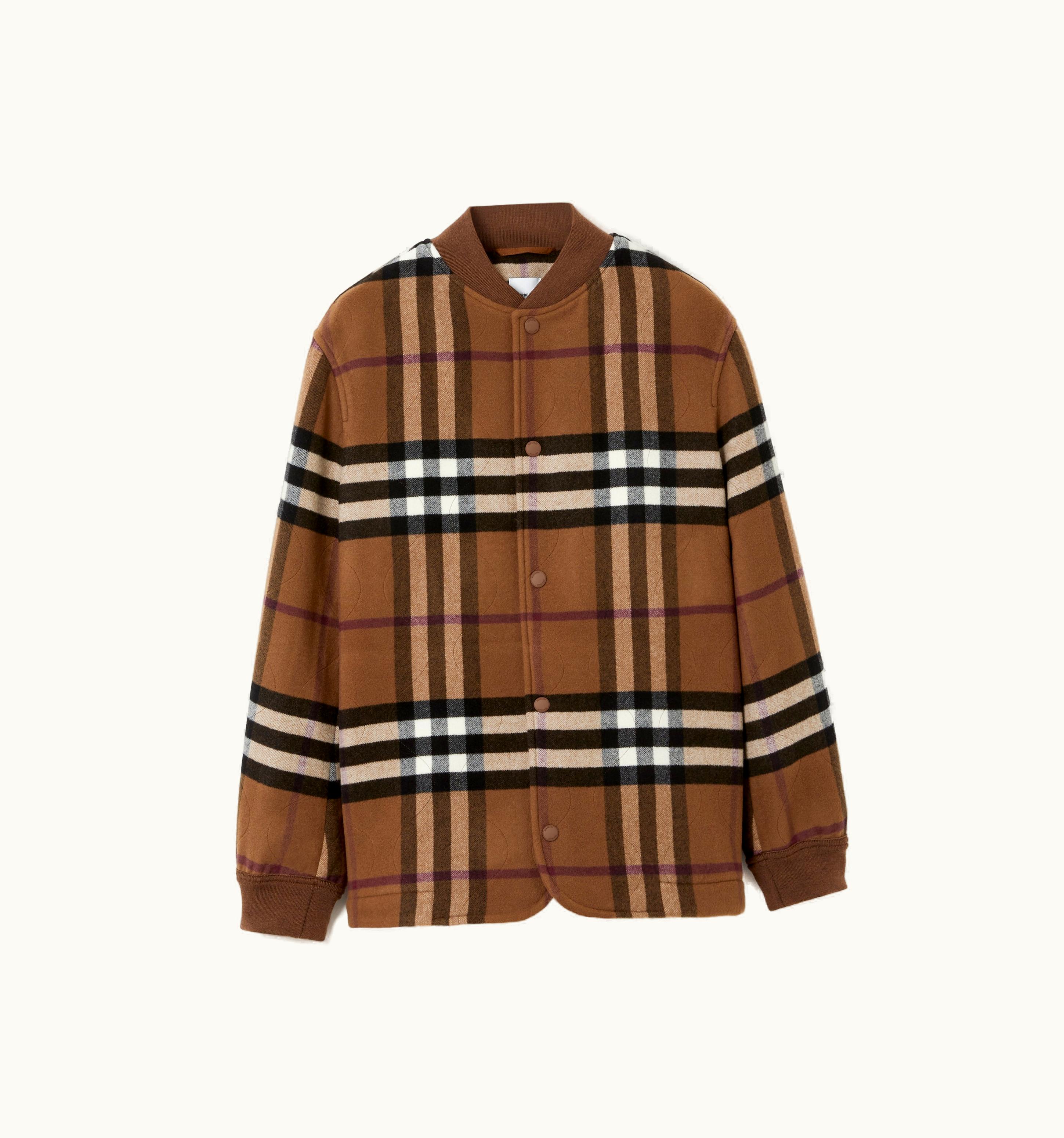Burberry Burberry Quilted Check Wool Blend Bomber Jacket In Dark Birch Brown - Men UZ0140990