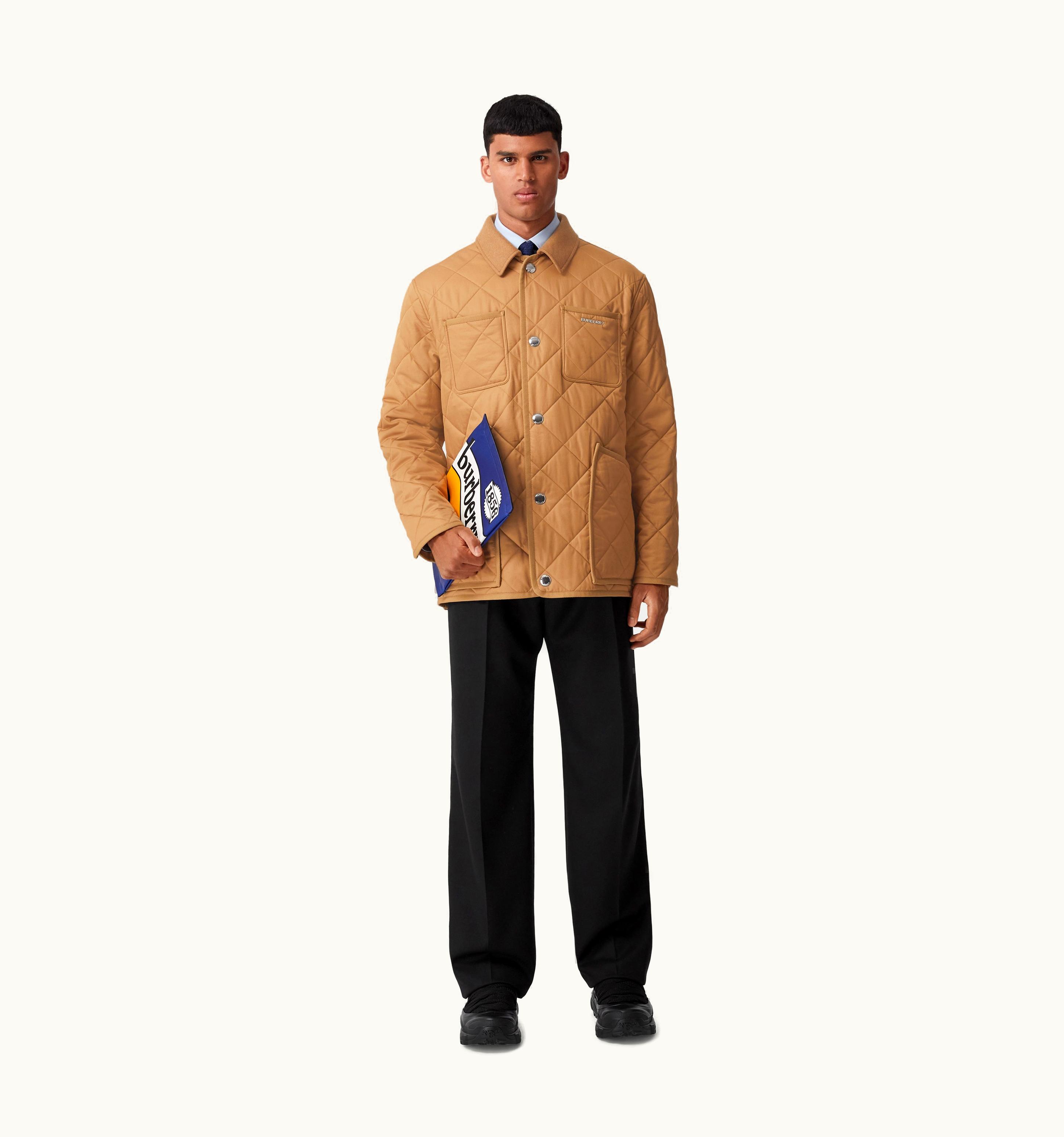 Burberry Burberry Diamond Quilted Cotton Gabardine Barn Jacket In Camel - Men UZ0140993